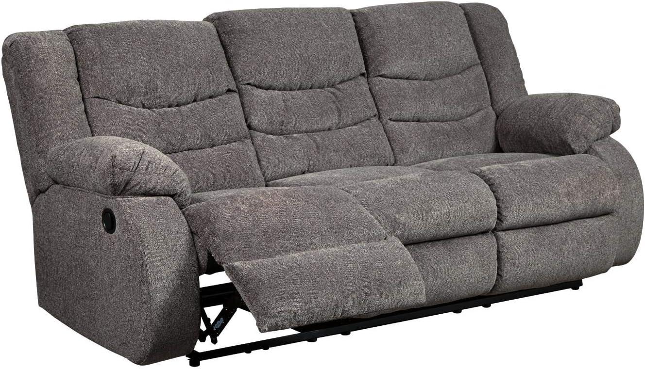 Gray Fabric Manual Reclining Sofa with Pillow-top Arms