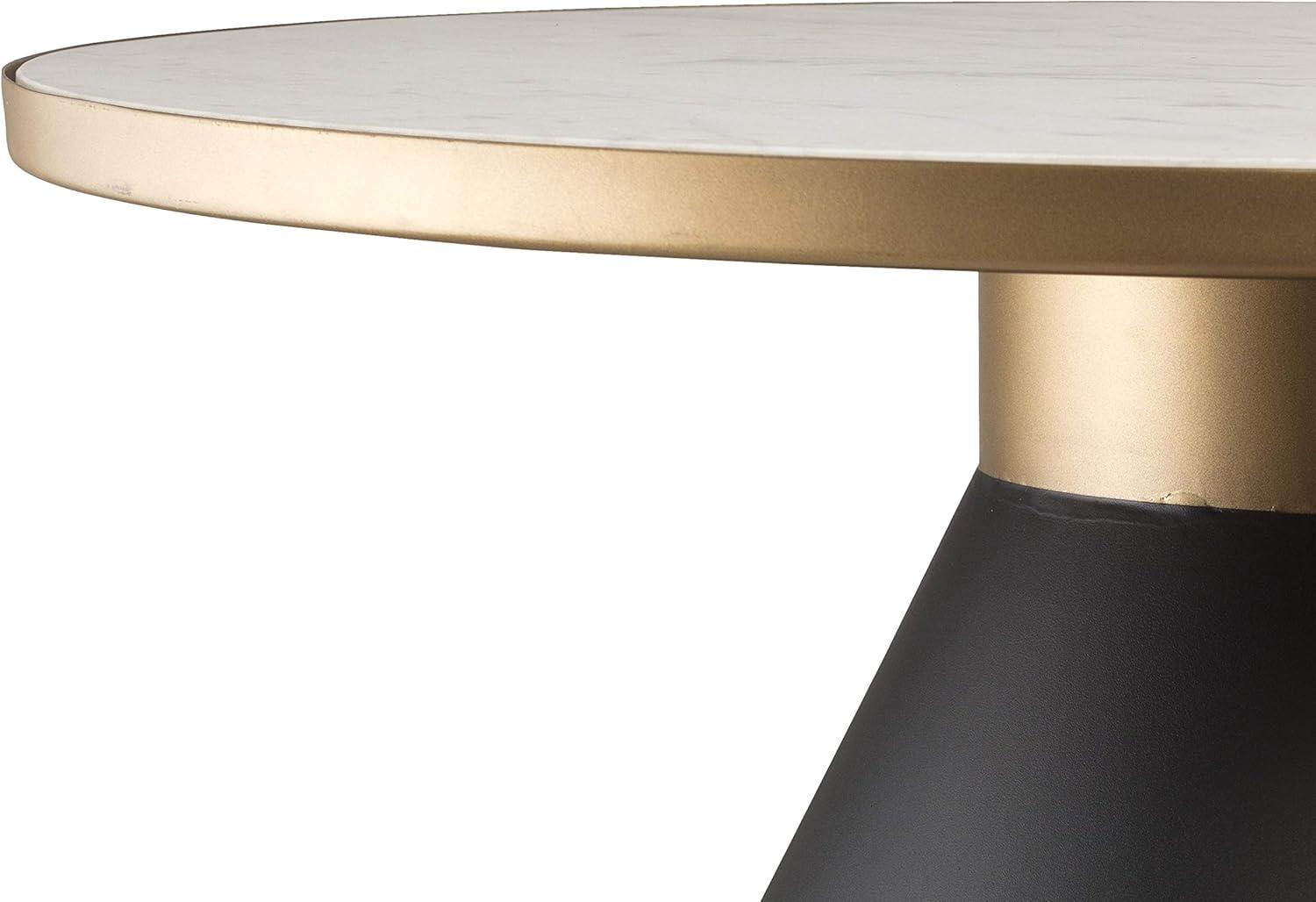 Richard Round White Marble and Iron Cocktail Table