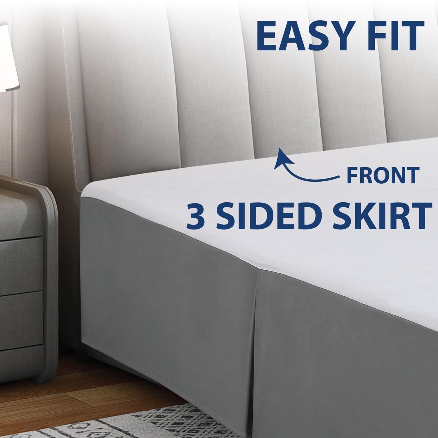 Swift Home | Basics Pleated Microfiber Bed Skirt 14-inch Drop Gray Queen