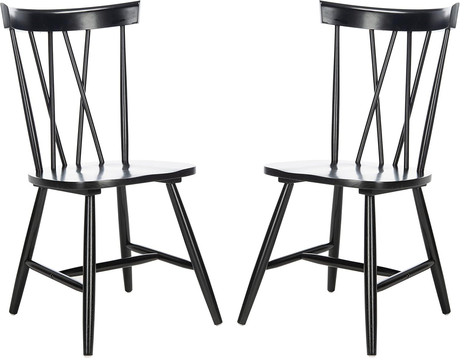 Contemporary Black Windsor Silhouette Upholstered Dining Chair Set