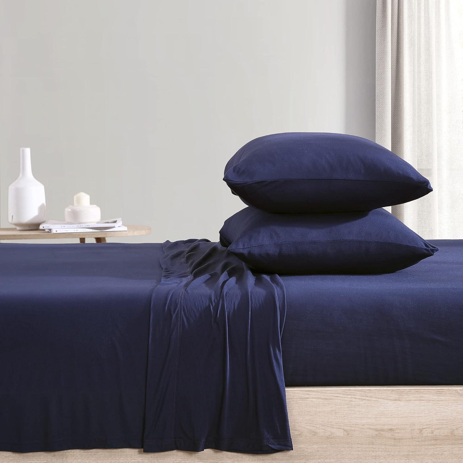 King Navy TENCEL Modal Jersey Knit Sheet Set