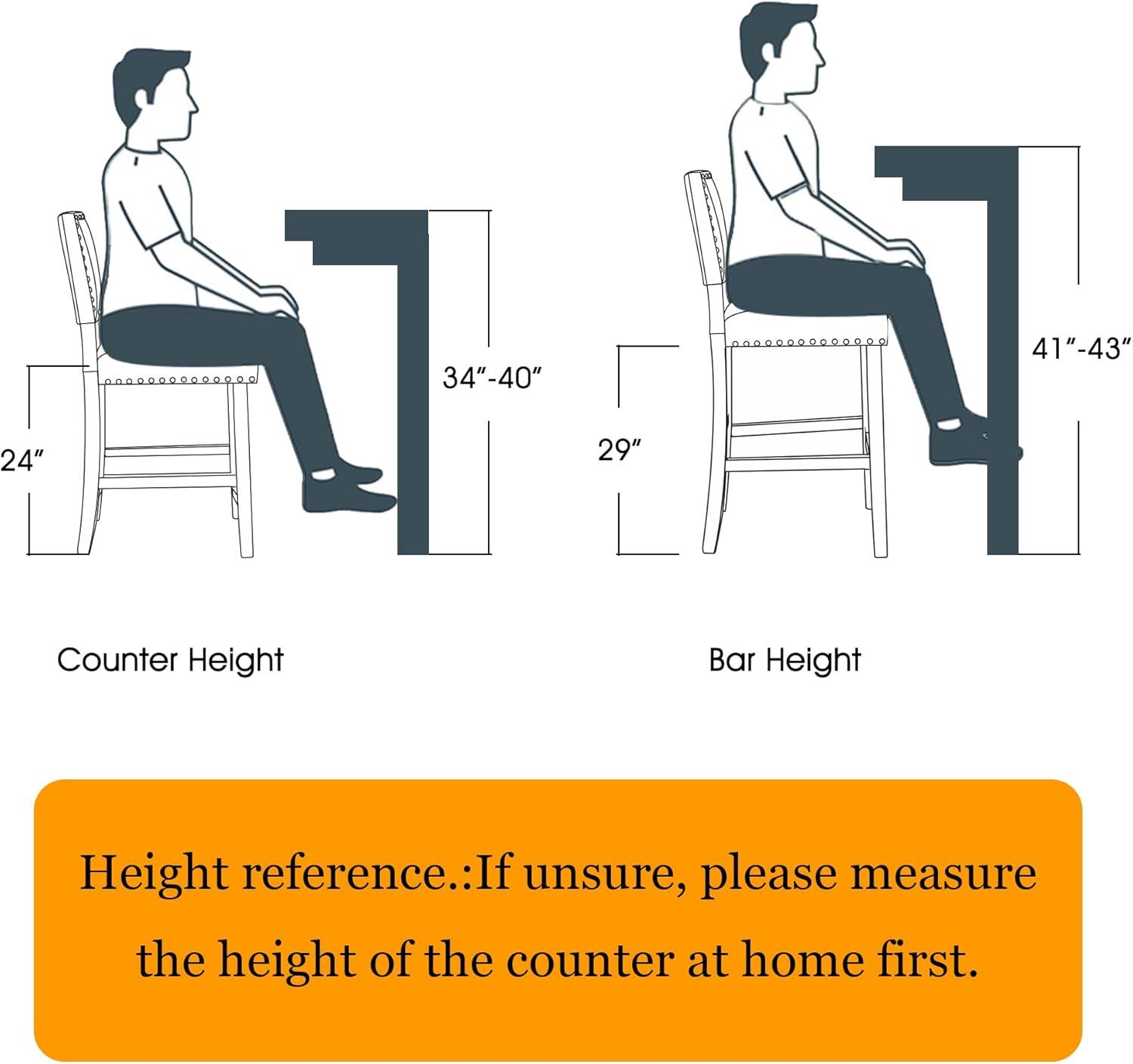 LSSBOUGHT Counter Height Barstools Linen Fabric Upholstered Counter Stool with Rubber Wood Legs Nailed Trim Bar Chair for Kitchen Island (Black, 2Pcs 24" Seat Height)