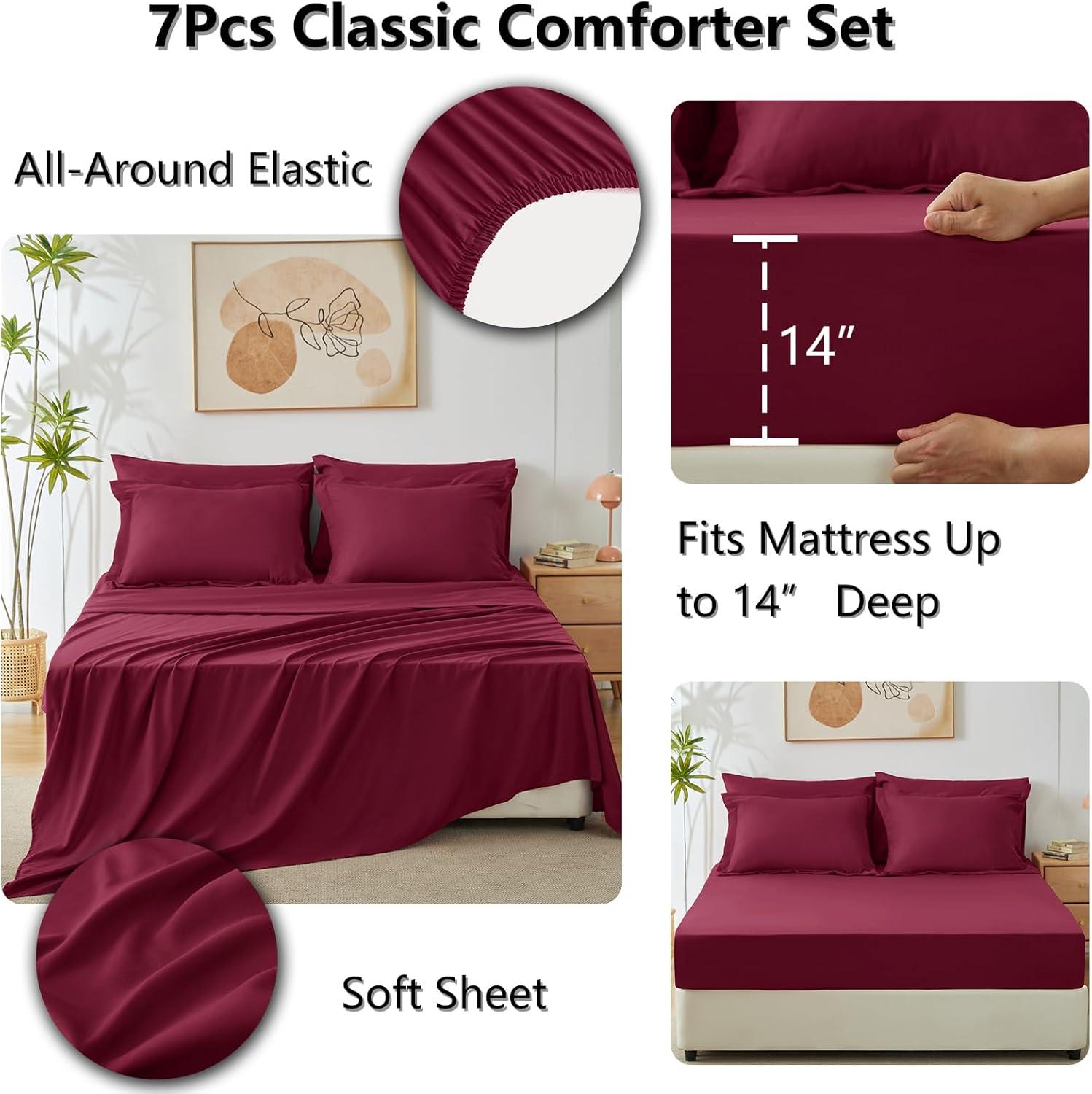 Burgundy Queen Down Alternative Microfiber Bed in a Bag Set