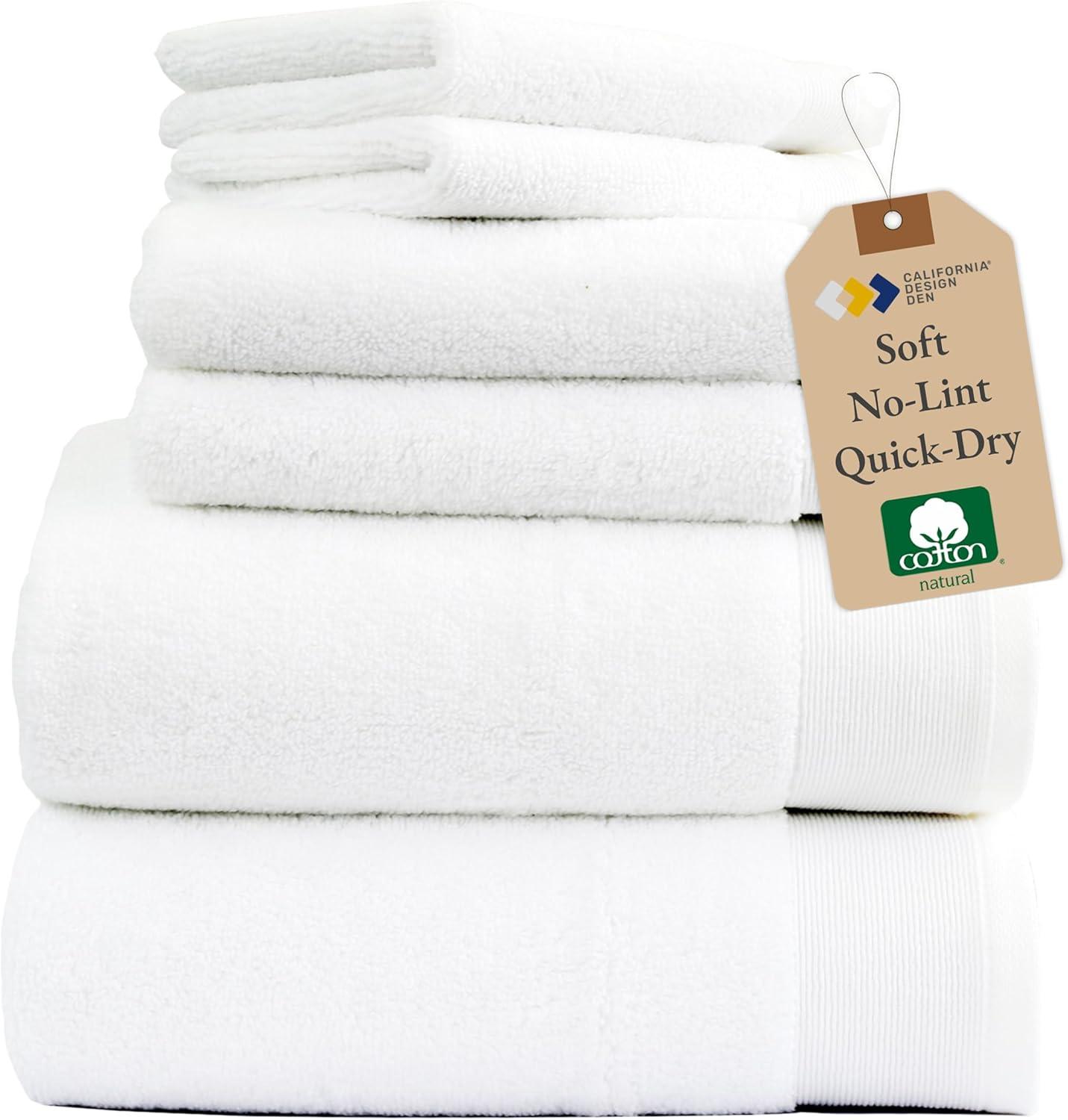 Luxury White 100% Cotton 6-Piece Towel Set