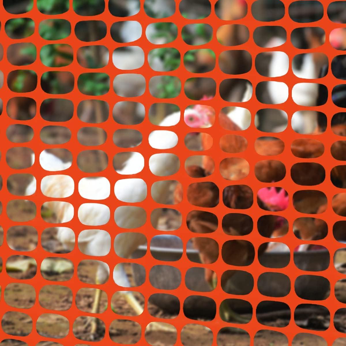 Ashman Plastic Mesh Fence, Construction Barrier Netting, Orange, 4'x200' Feet, 1 Roll, Garden Fencing, Fences Wrap, Above Ground, for Snow, Poultry, Chicken, Deer, Patio, Garden Netting, Orange 200FT
