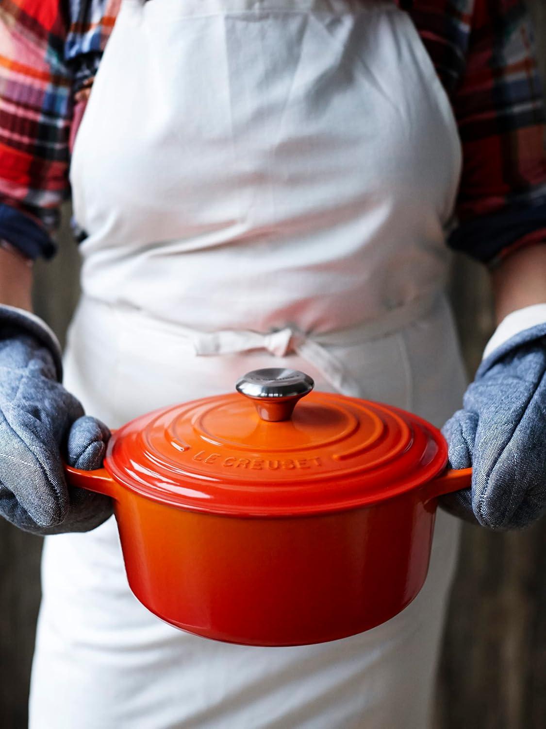 7.25 Qt Enameled Cast Iron Round Dutch Oven in Tangerine