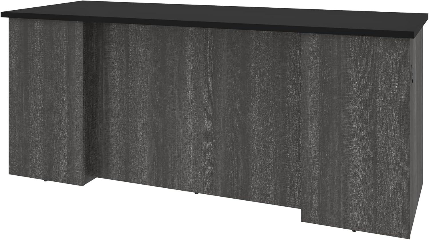 Contemporary Black and Bark Gray U-Shaped Executive Desk