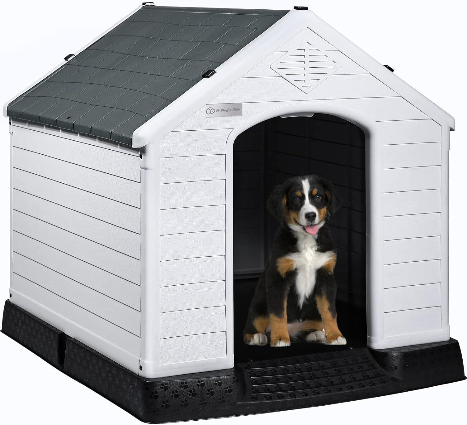 Large Gray Plastic Raised Floor Dog House