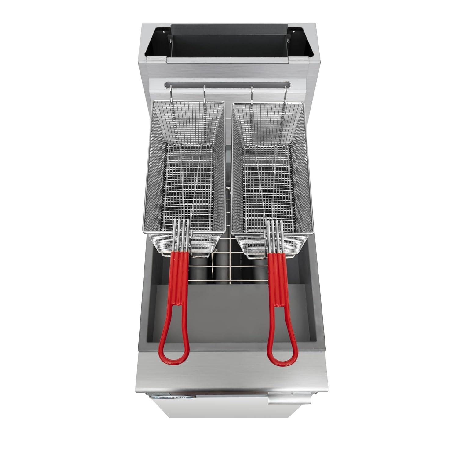 40 lb. Floor Standing Natural Gas Commercial Fryer with 90,000 BTU in Stainless-Steel, ETL Listed (KM-FDF40-NG)