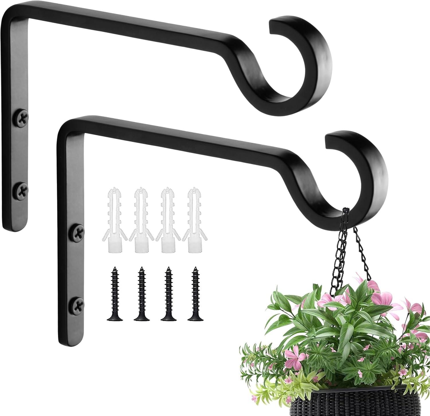 Wall Mount Plant Hook Premium Metal Decorative Hanging Bracket for Plants Bird Feeders Planters Home Decor, Heavy Duty, 6 inch