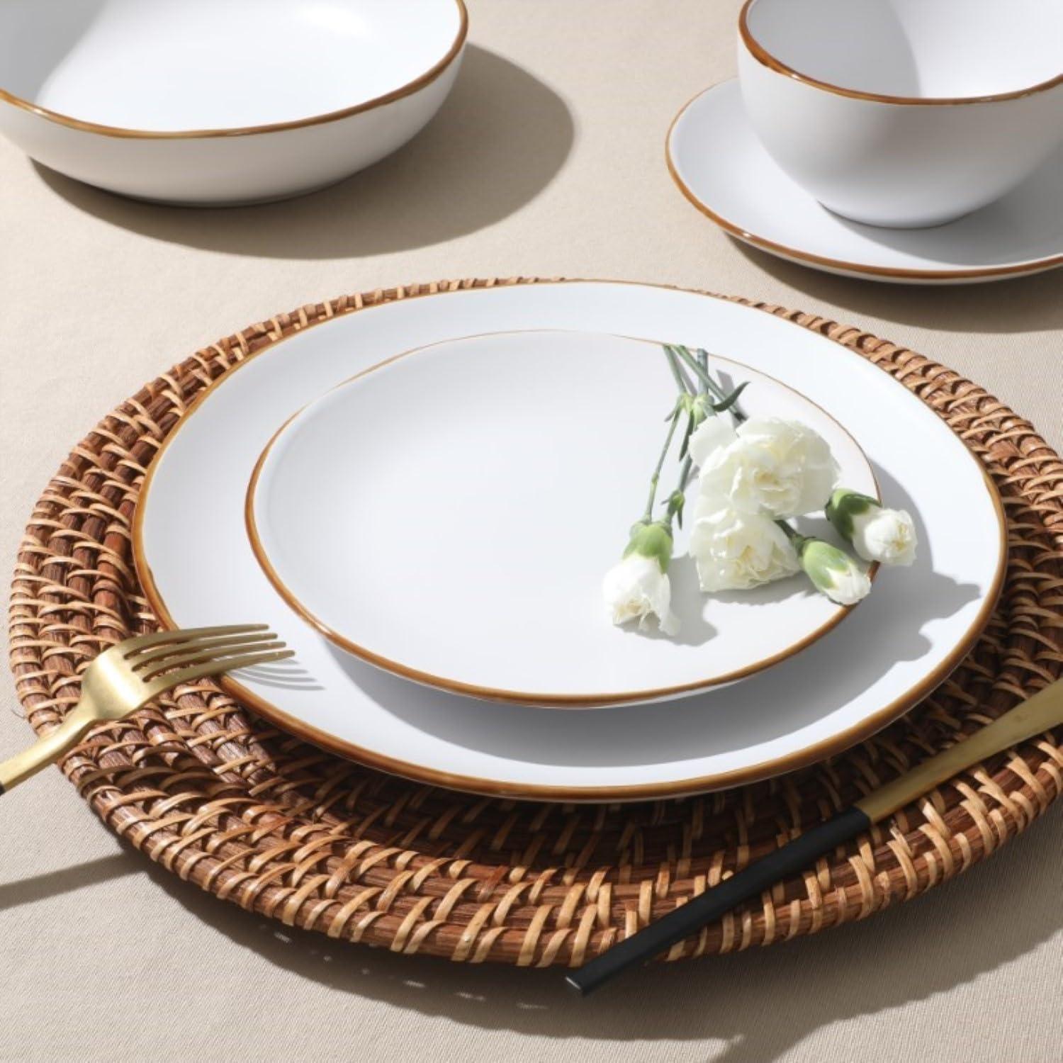 Gibson Home Gibson Home Hazeltine 16 Piece Plates and Bowls Dishes Stoneware Dinnerware Set