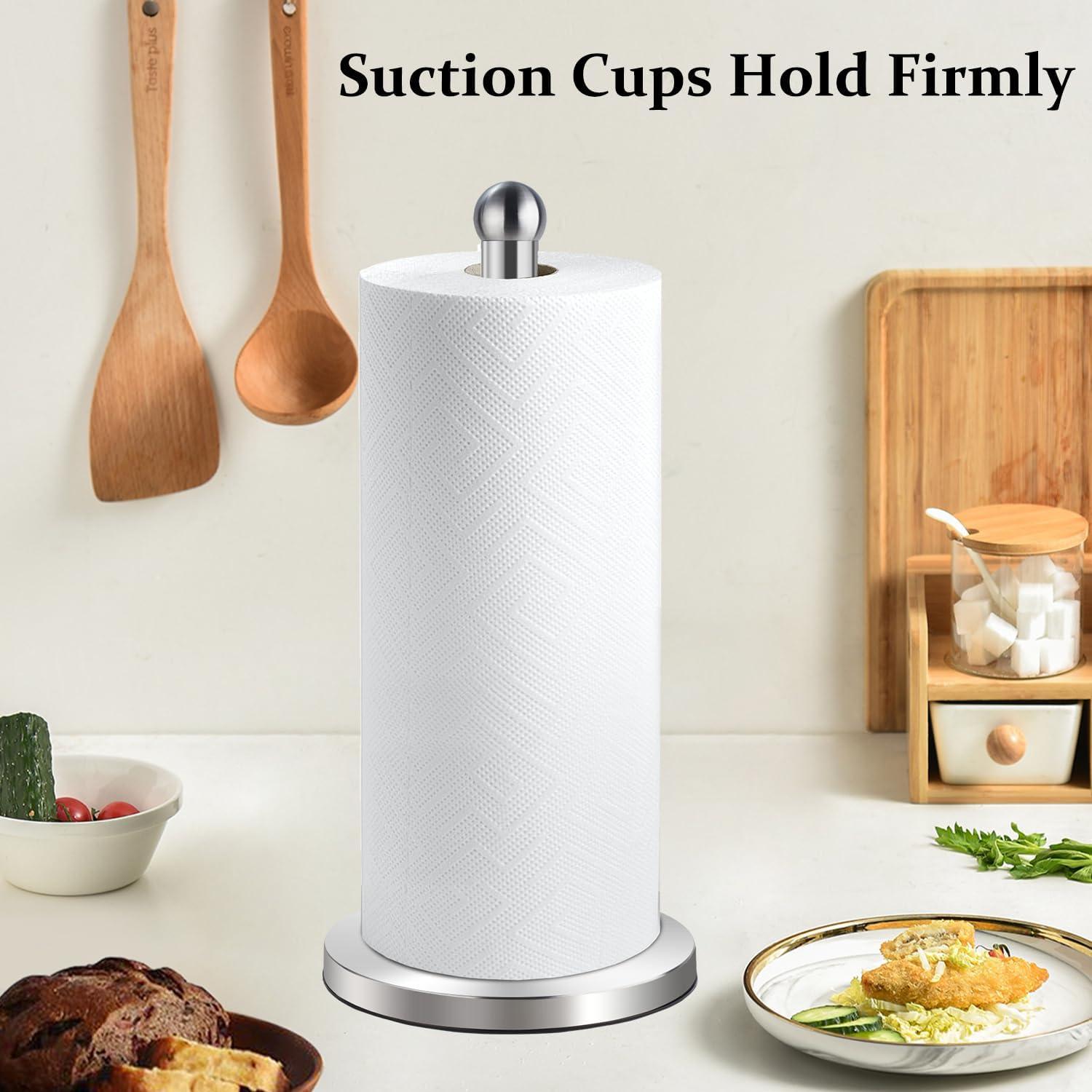 Stainless Steel Brushed Nickel Paper Towel Holder with Weighted Base