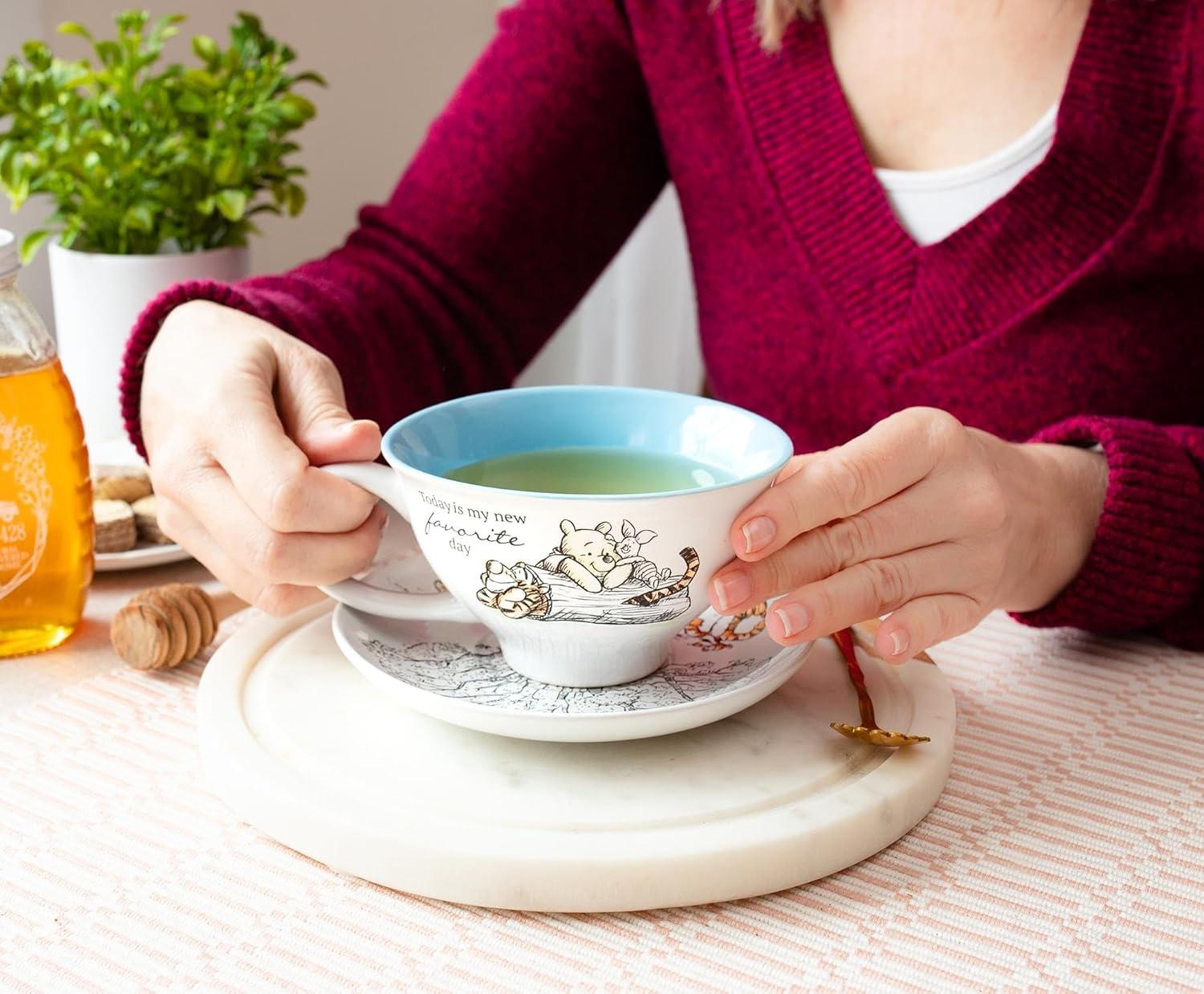 Silver Buffalo Disney Winnie The Pooh And Friends Ceramic Teacup and Saucer Set