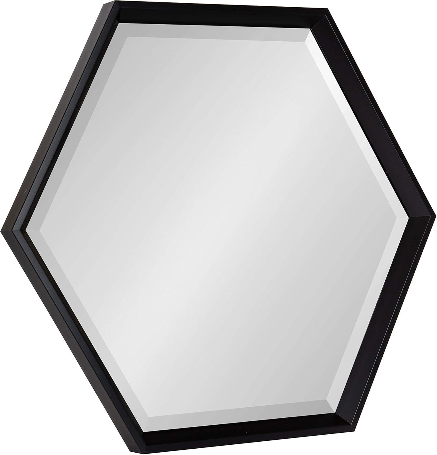 HexaGleam 30" Modern Black Hexagon Vanity Wall Mirror