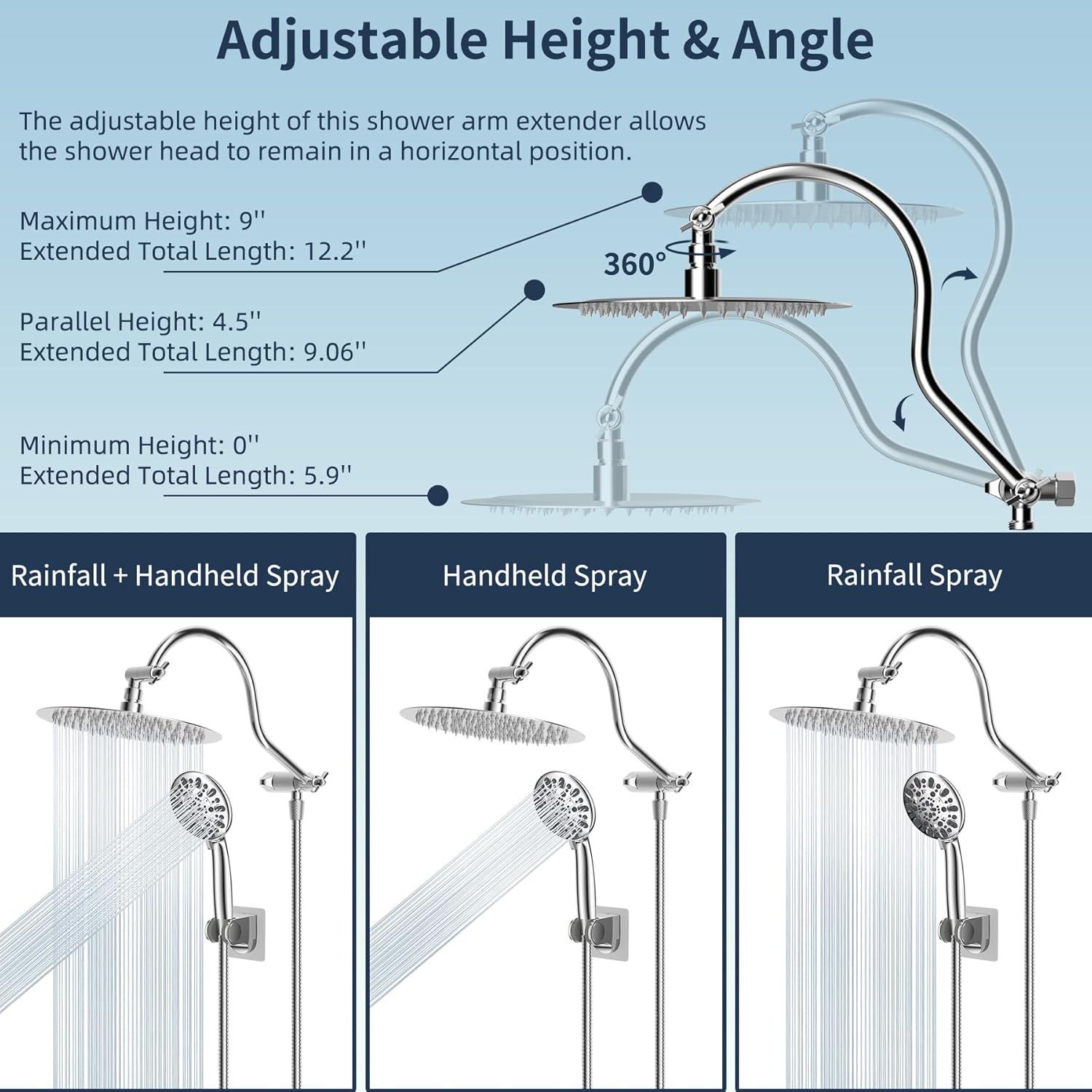High Pressure Rainfall Shower Head with Handheld Spray Combo