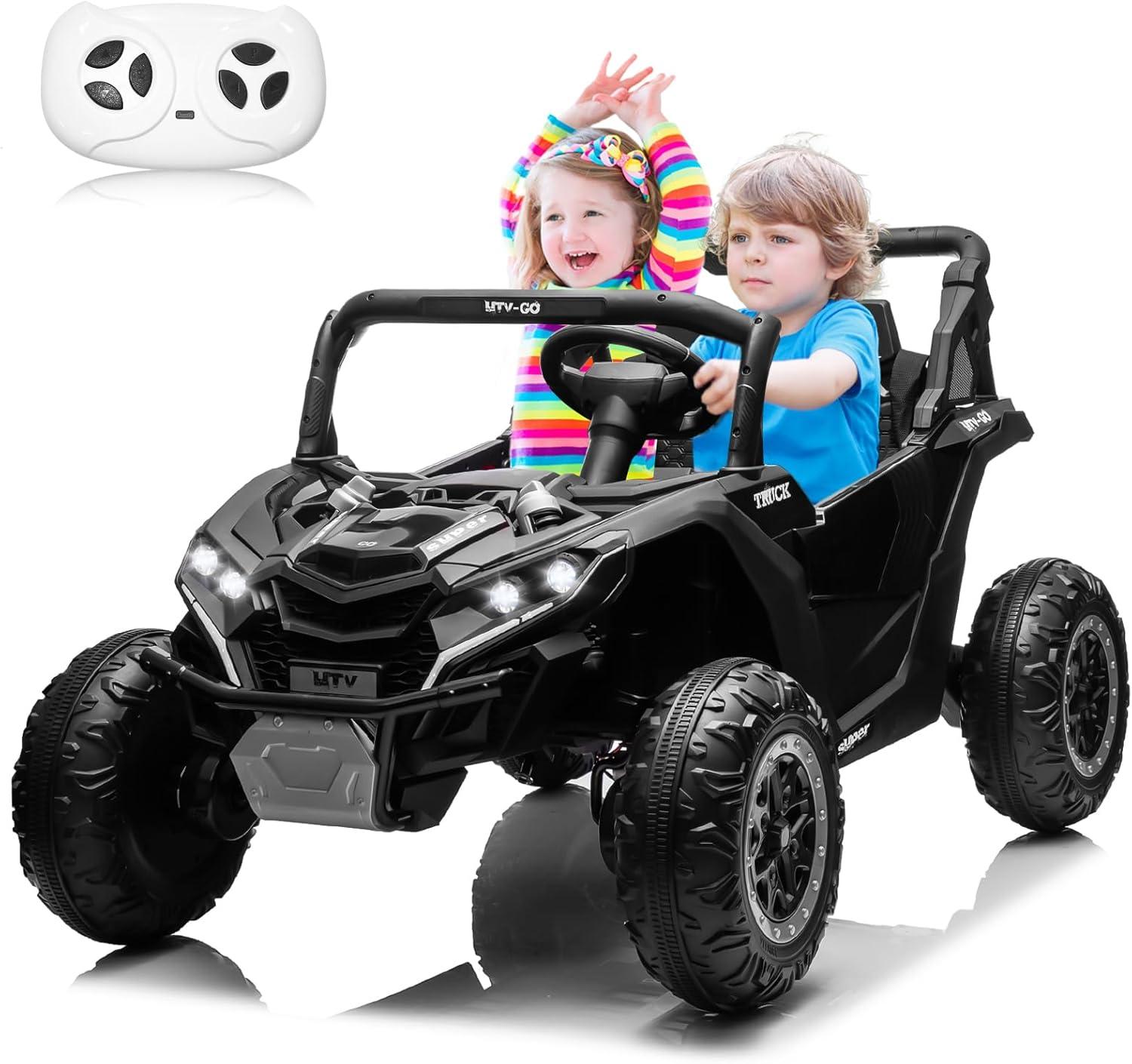 24V 4WD Powered Electric Off-Road UTV with Larger Seat , Remote Control,  3 Speeds，Halloween, Christmas gifts