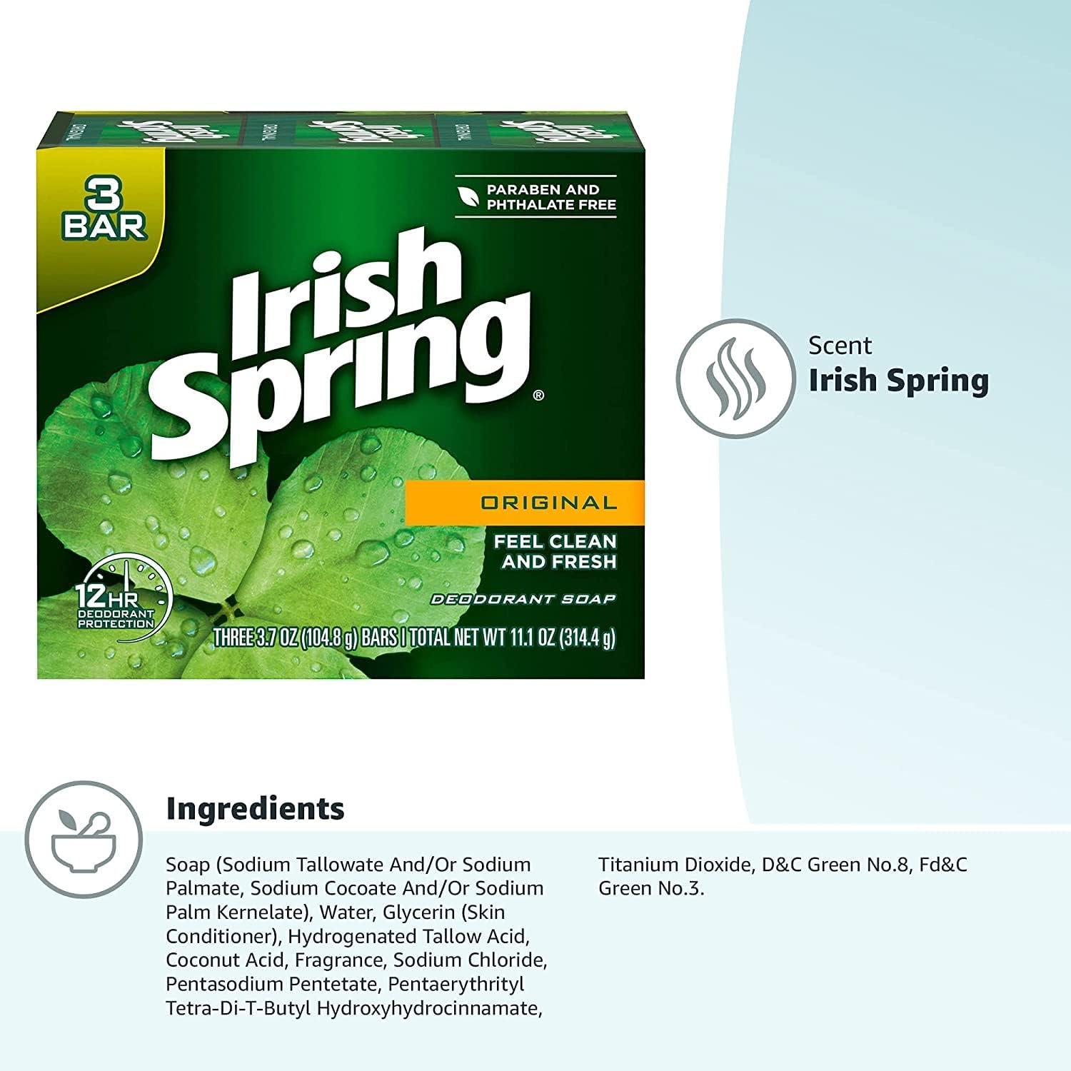 Irish Spring Original Clean Antibacterial Deodorant Bar Soap, 3 Pack