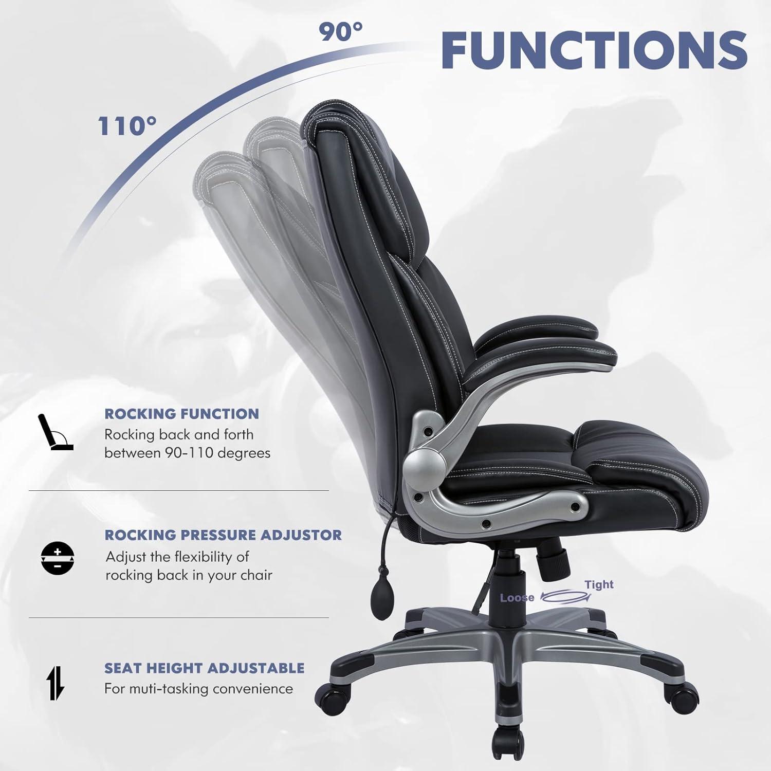 Black Ergonomic High Back Leather Executive Swivel Chair