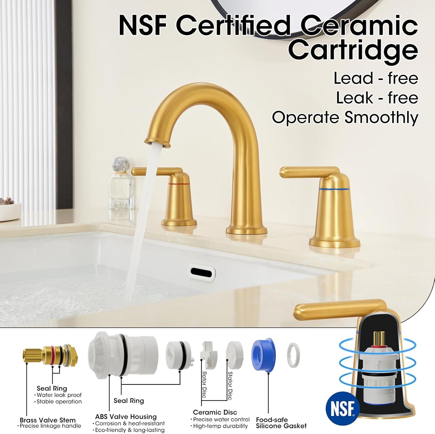 Brushed Nickel Stainless Steel 8-Inch Widespread Bathroom Faucet