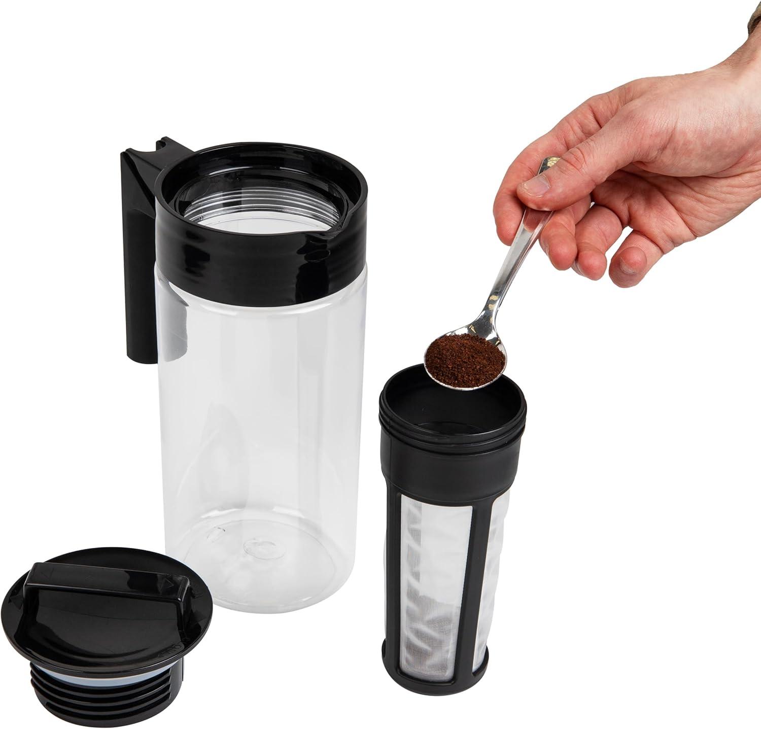 Cold Brew Coffee Maker, Heat-Resistant Handle, 1.3 Liter, Plastic, Clear