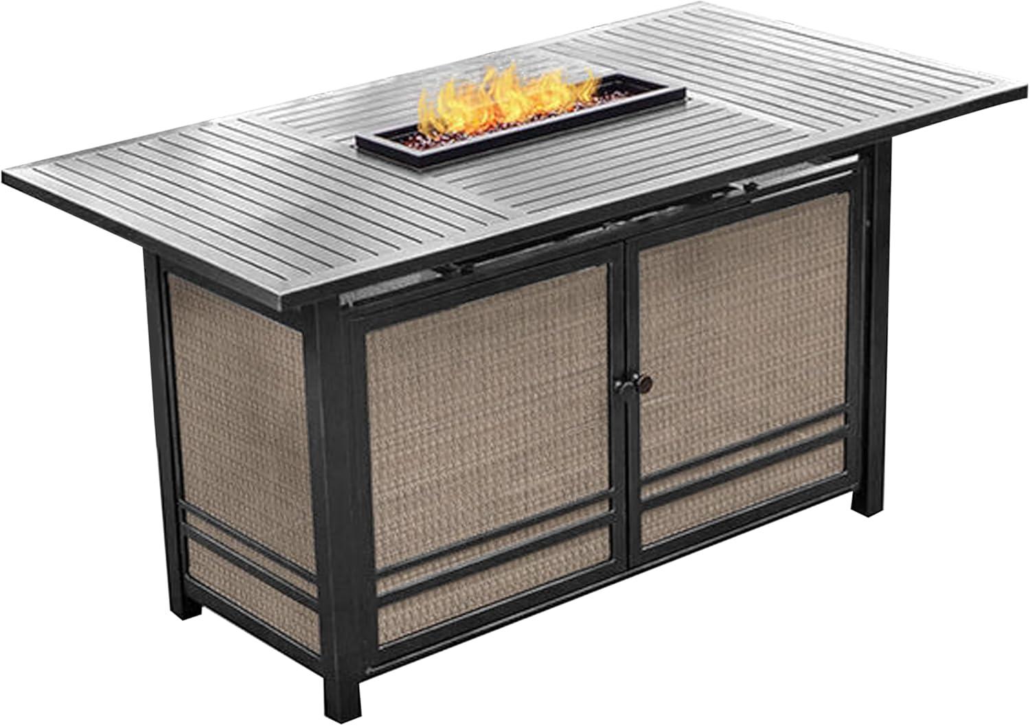 Four Seasons Courtyard Manhattan LP Gas Aluminum Fire Pit Table, Gray