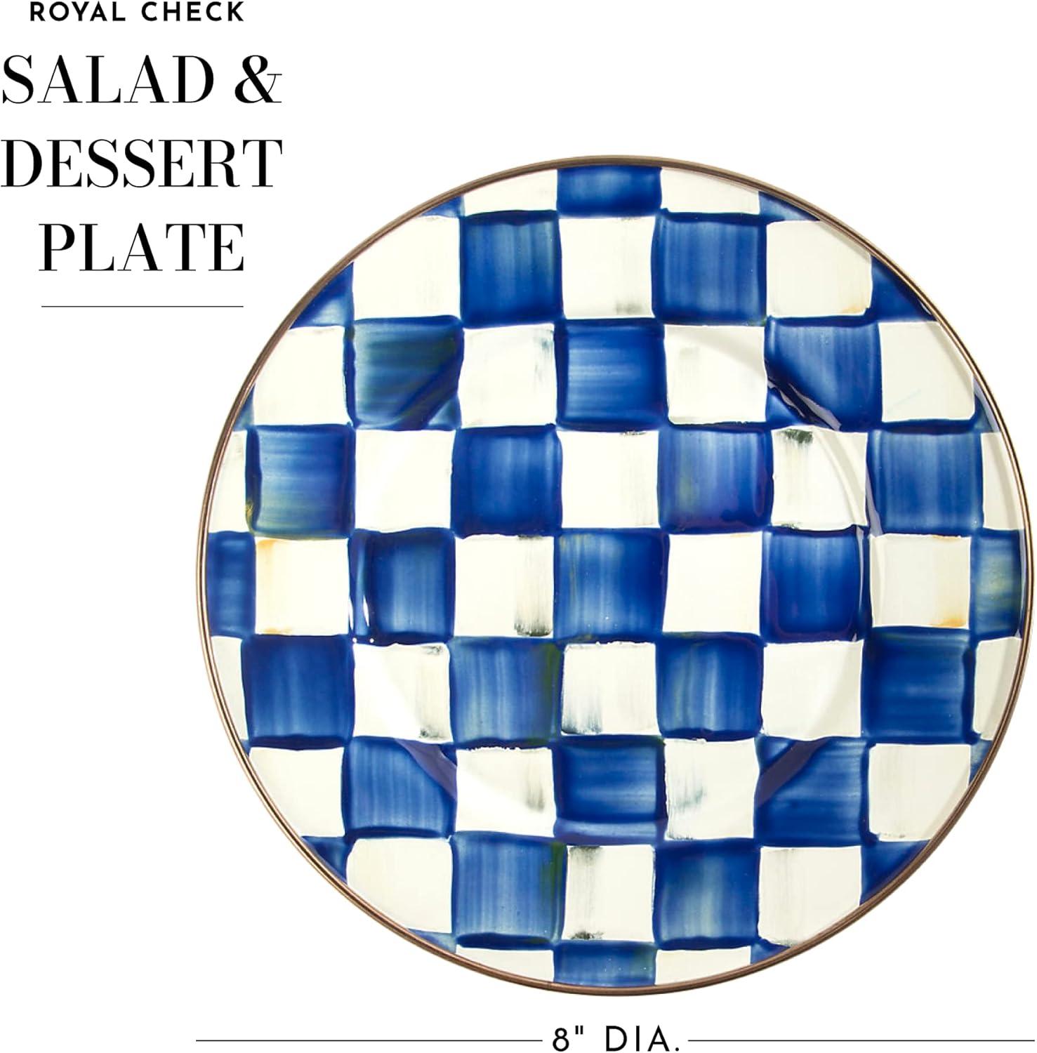 Blue and White Hand-Painted Ceramic Salad Plate, 8 Inches