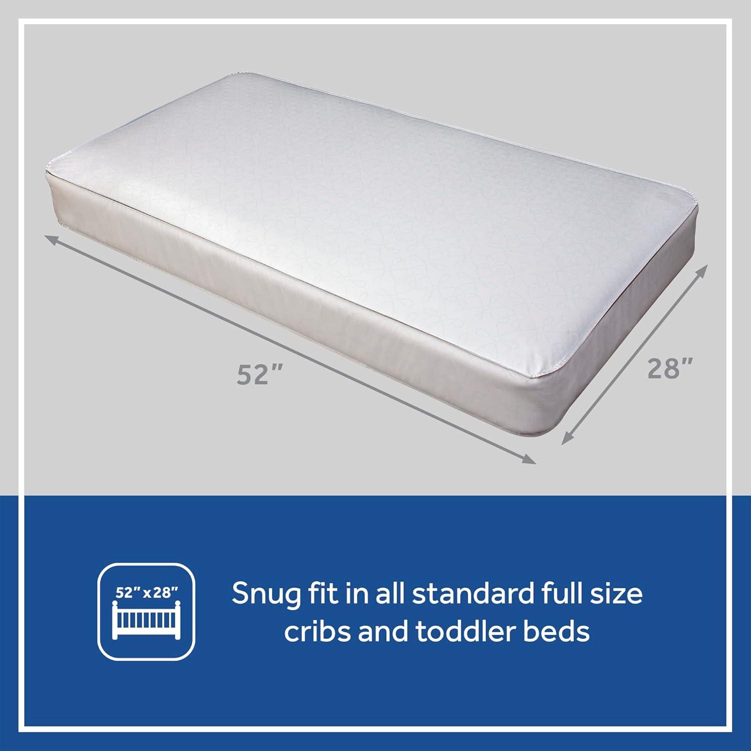 Sealy Baby Premium Firm Hypoallergenic Baby Crib Mattress & Toddler Bed Mattress, Waterproof Baby Mattress, 150 Coils, Air Quality Certified, 52"x28"