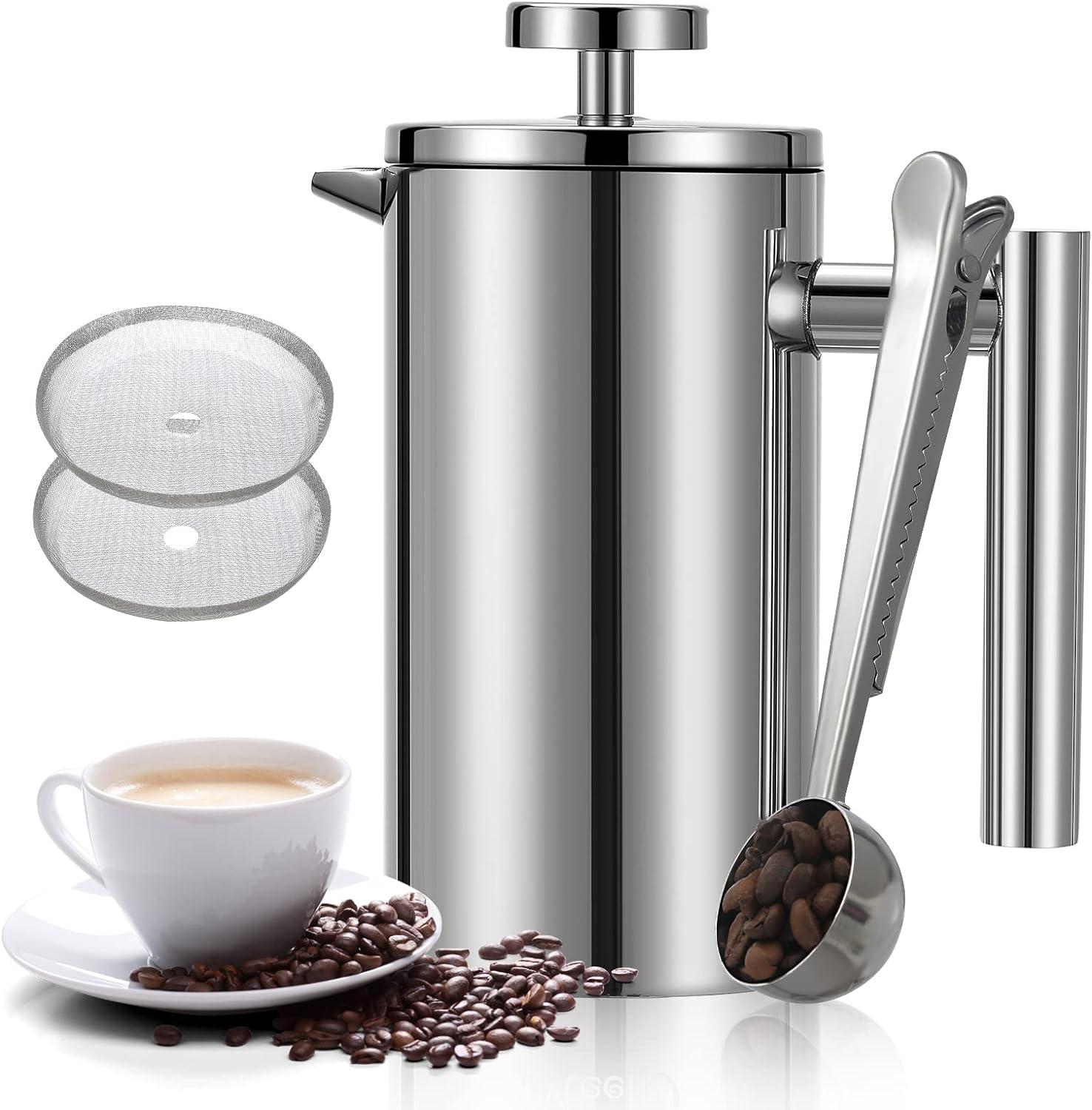 Stainless Steel Double-Wall Insulated French Press Coffee Maker