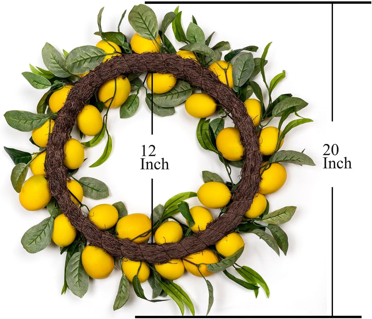 20'' Yellow Lemon and Green Leaf Artificial Wreath