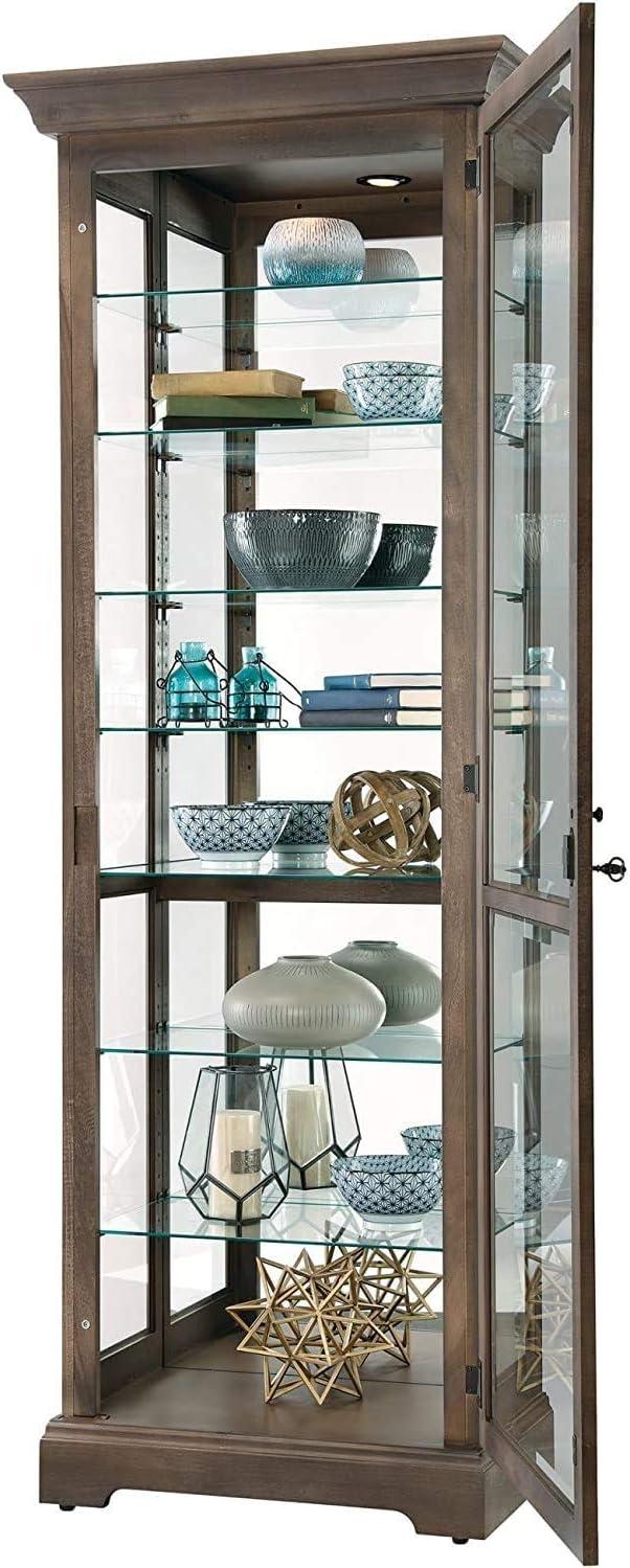 Greyleigh™ Flagg Lighted Gallery Style 5 Shelf Curio Cabinet in Onyx Black
