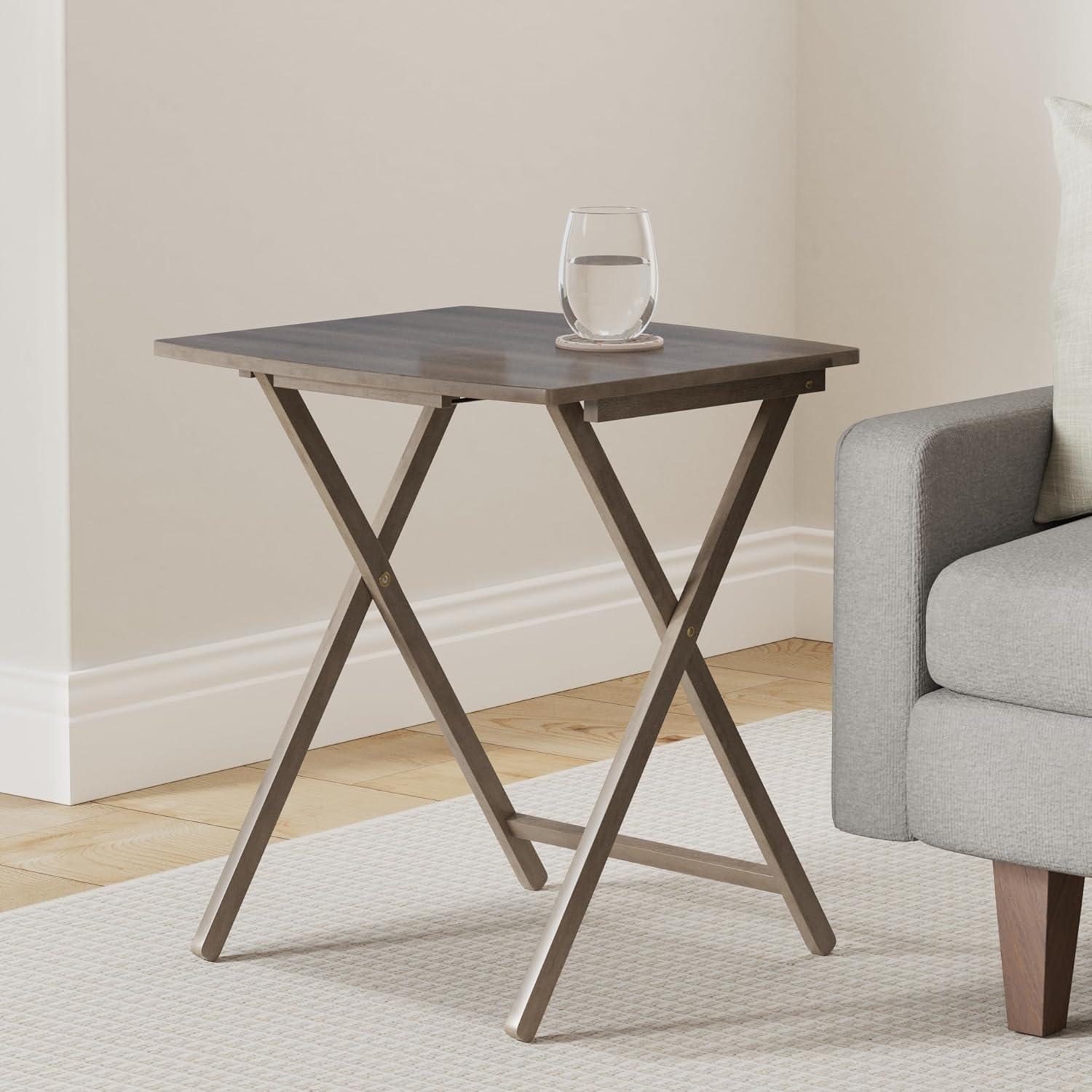 Rustic Gray 5-Piece XL Folding Tray Table Set