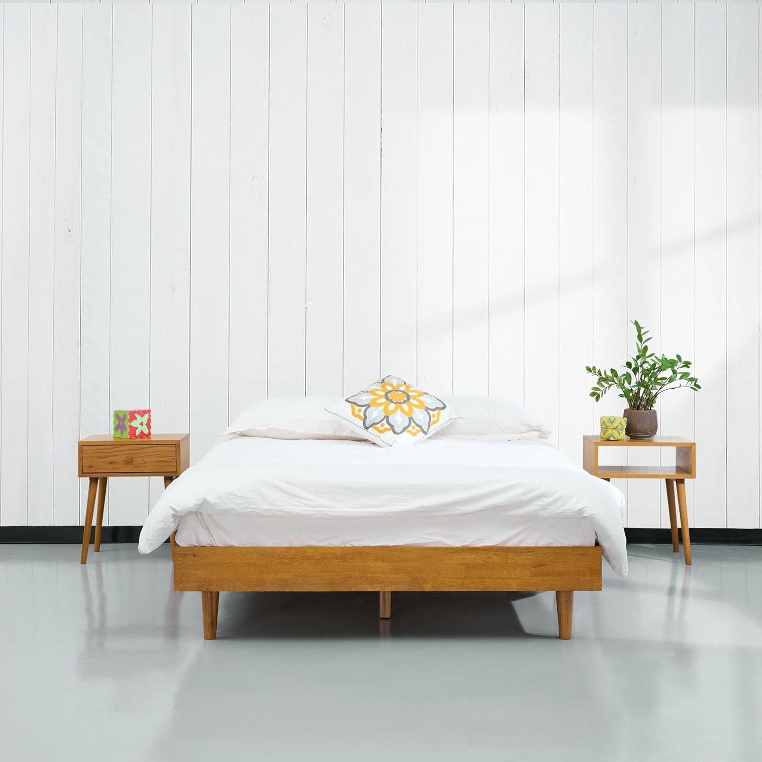 NTC Fly Solid Wood Bed Frame without Headboard and Silent Slats, 1000 lbs Capacity Bed Frame