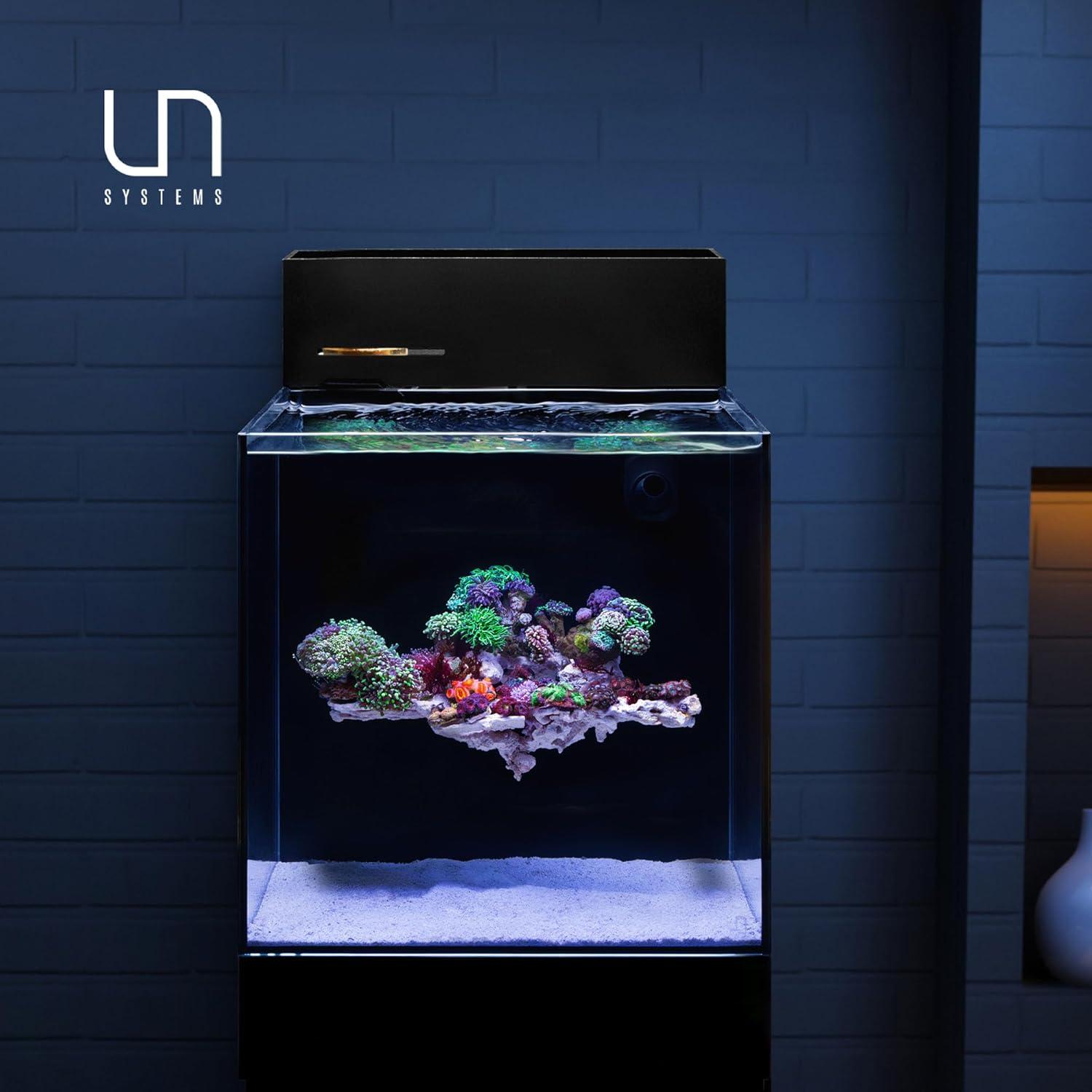 Ultum Nature Systems Dual All in One Complete Rimless Aquarium for Freshwater & Saltwater Tanks, Triple-Chamber Filter System Included, Integrated Fish Tank Kit w/Sleek Design - 11 Gallon, 35A, Black