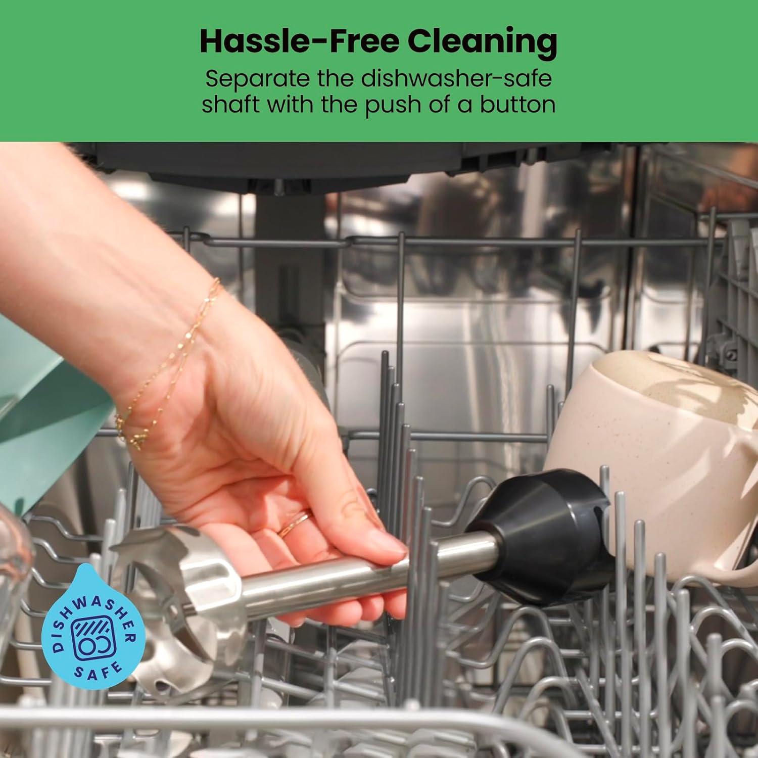 Chefman Cordless Handheld Immersion Blender, Variable Speed, Stainless-Steel Blade, Black