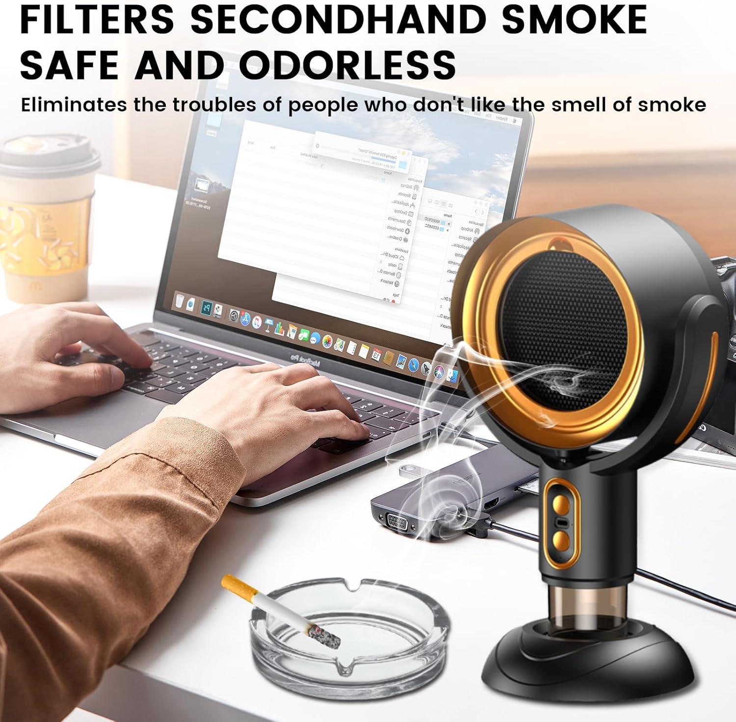 Daiosportswear Smoke Fan for Smoking indoors, the High Fan for Smoking, Wireless Mini Portable Range Anion Desktop Range Hood/Purifier Compact Fan Aromatherapy Diffuser Filter