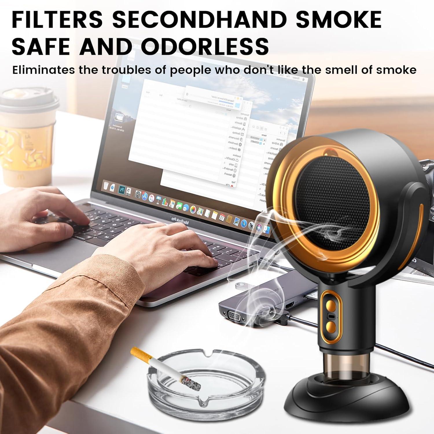 Daiosportswear Smoke Fan for Smoking indoors, the High Fan for Smoking, Wireless Mini Portable Range Anion Desktop Range Hood/Purifier Compact Fan Aromatherapy Diffuser Filter