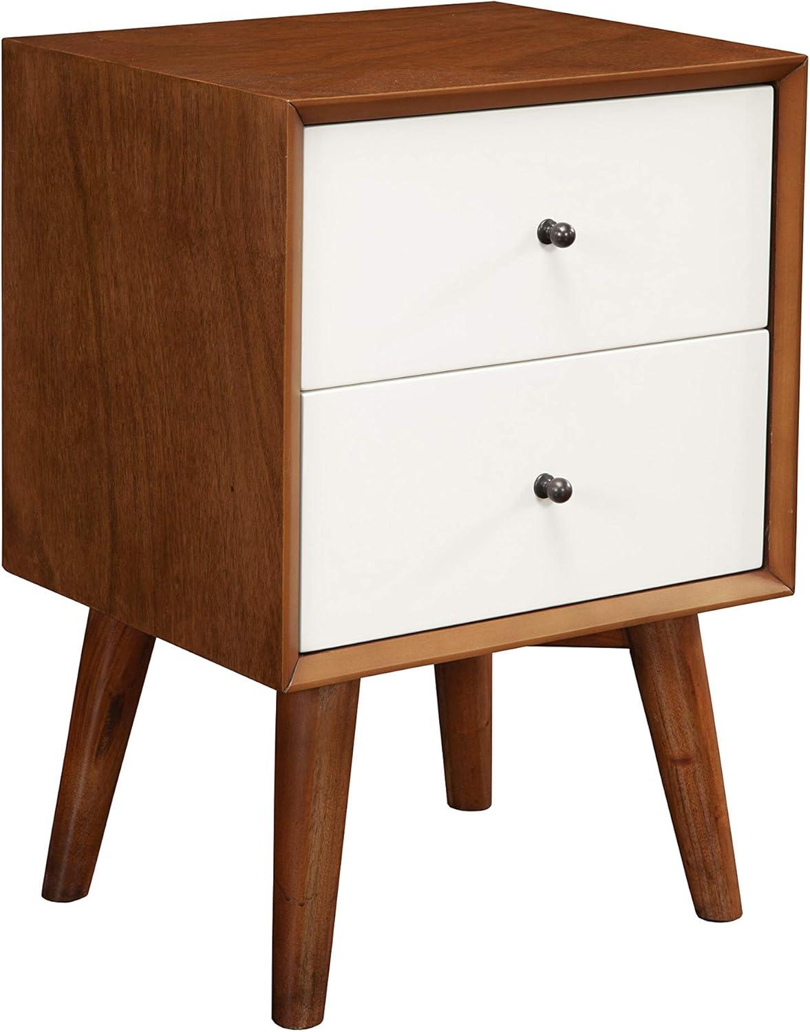 Flynn Acorn & White Solid Mahogany 2-Drawer Nightstand