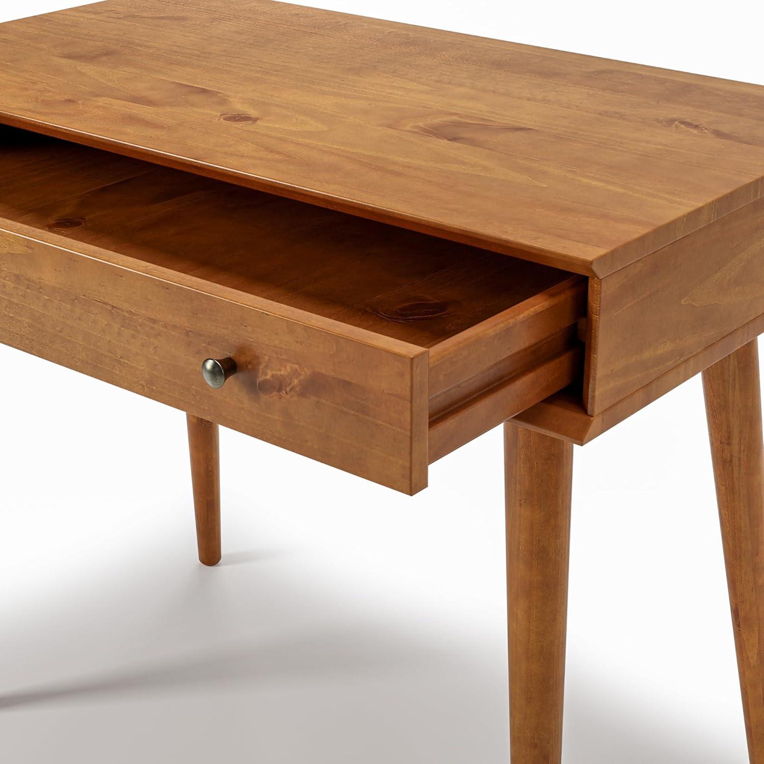 Camaflexi Mid Century Modern Desk Solid Wood Writing Table for Small Spaces, Brown