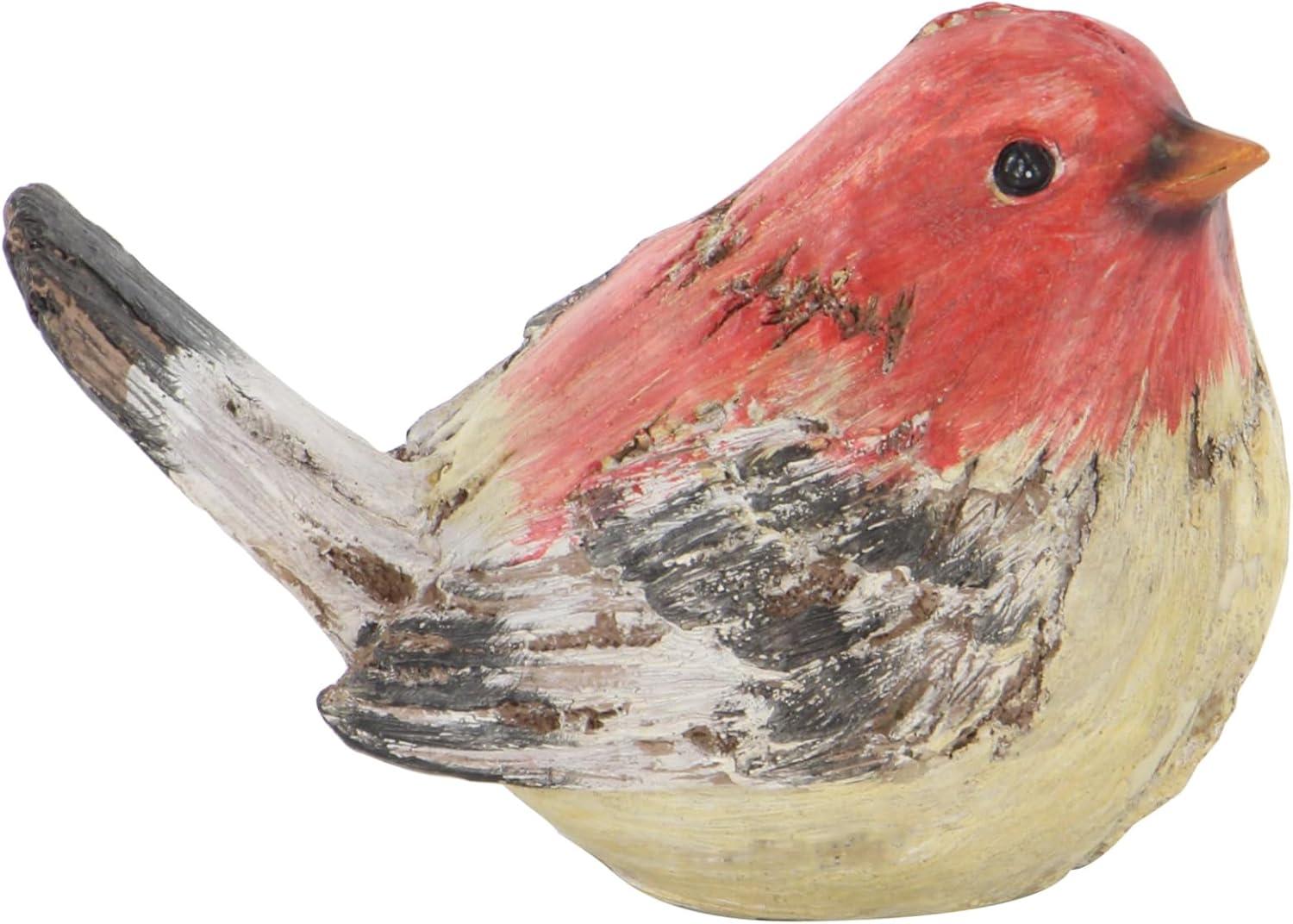 8"W, 6"H Multi Colored Polystone Bird Sculpture, by DecMode (4 Count)