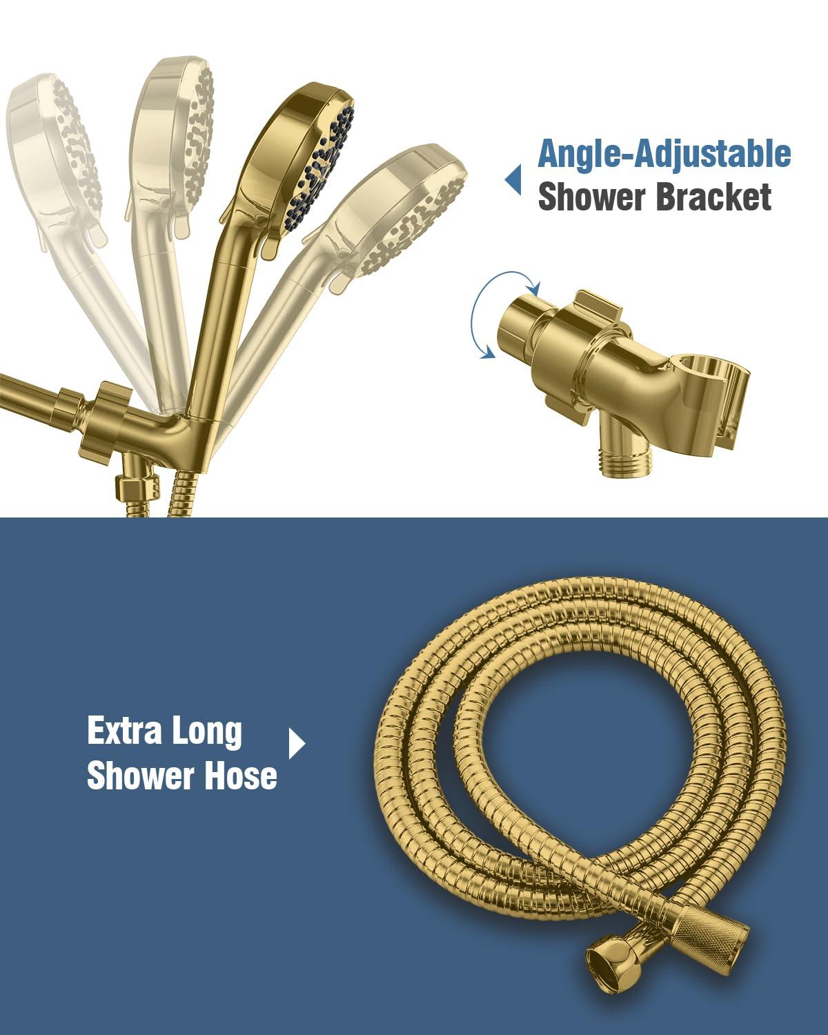 6-Mode Luxury Filtered Handheld Shower Head Set With Adjustable Bracket And Long Hose