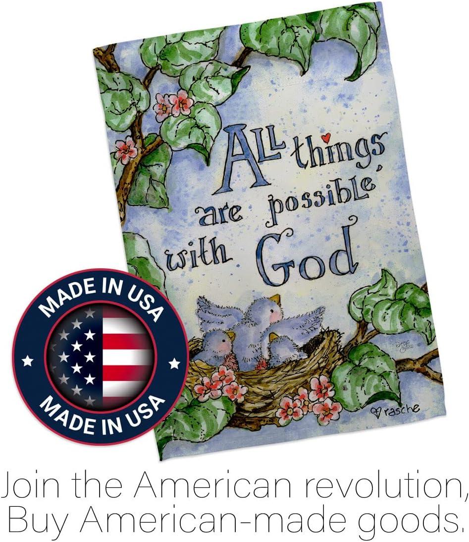 Breeze Decor 15110 All Things Are Possible with God 2-Sided Vertical Impression House Flag - 28 x 40 in.