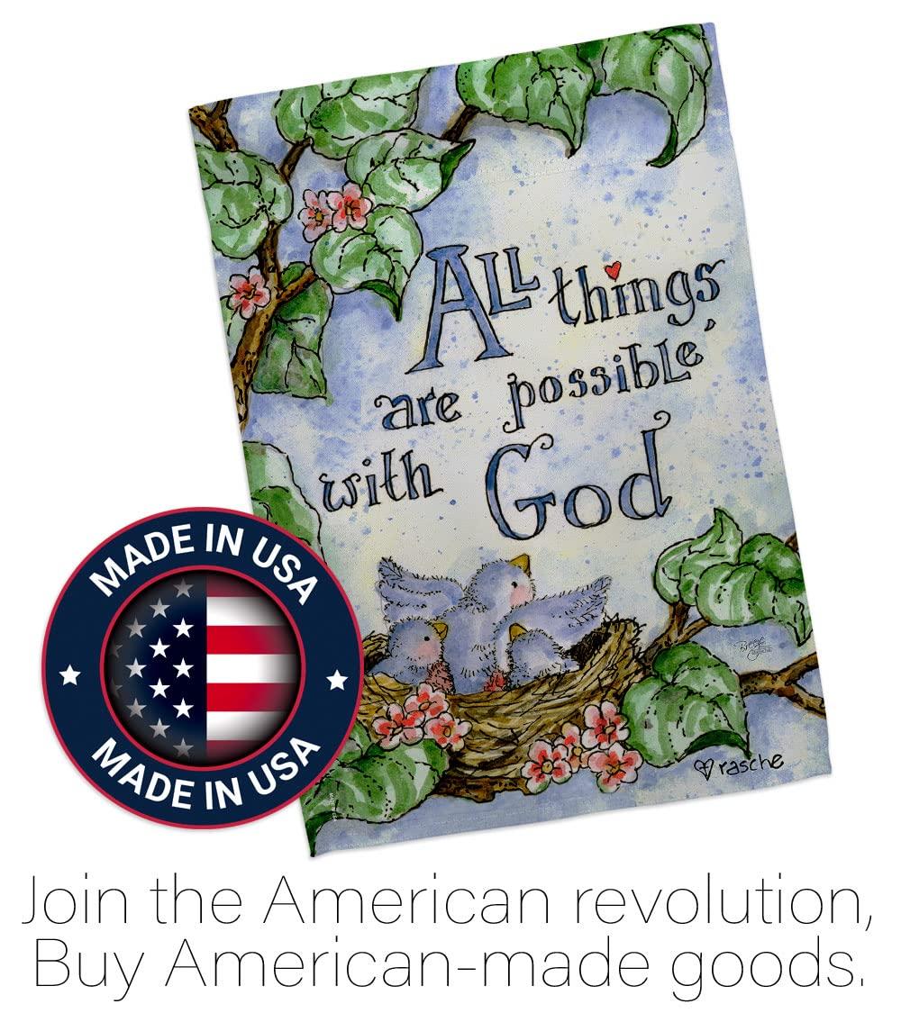 Breeze Decor 15110 All Things Are Possible with God 2-Sided Vertical Impression House Flag - 28 x 40 in.