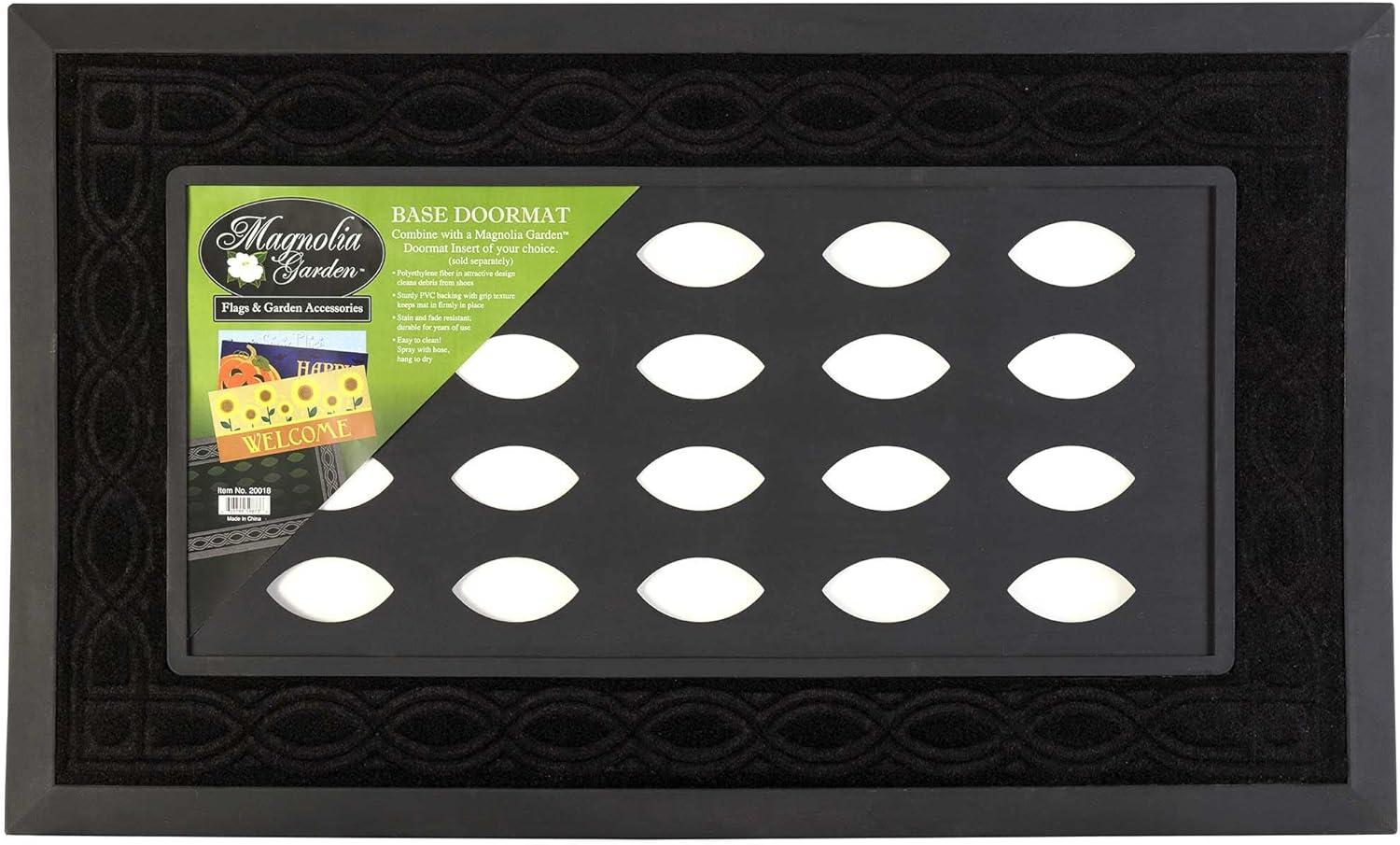 Magnolia Gardens Black Rubber Outdoor Doormat Tray