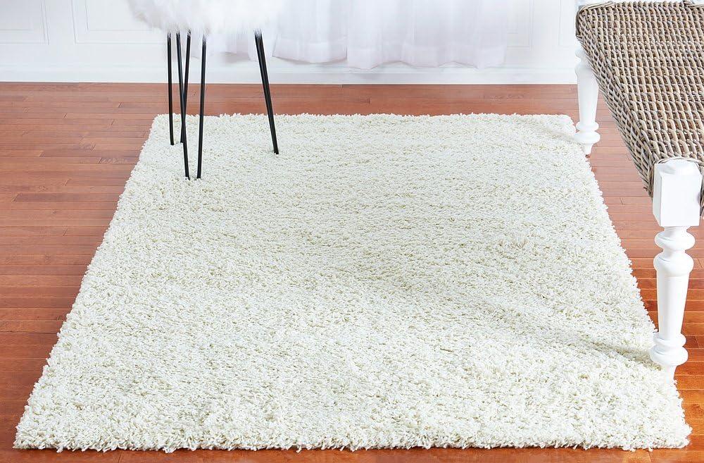 Unique Loom 4' 1 x 6' 1 Solid Shag Pure Ivory Area Rug