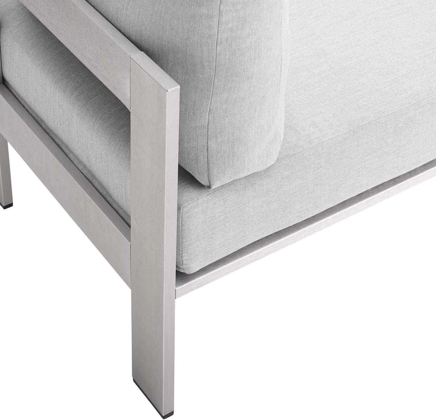 Modway Shore 23.5" Fabric Outdoor Patio Armless Chair in Silver Gray
