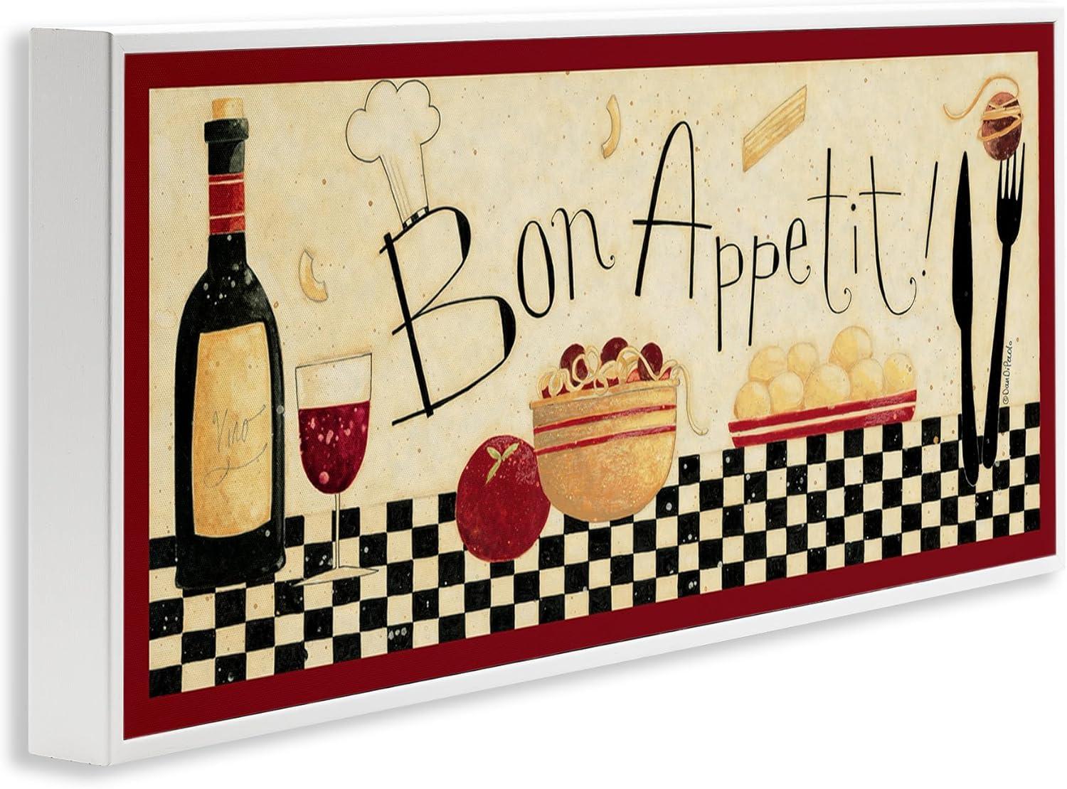 Stupell Industries Bon Appetit Kitchen Graphic Art White Framed Art Print Wall Art, 13x30, by Dan Dipaolo