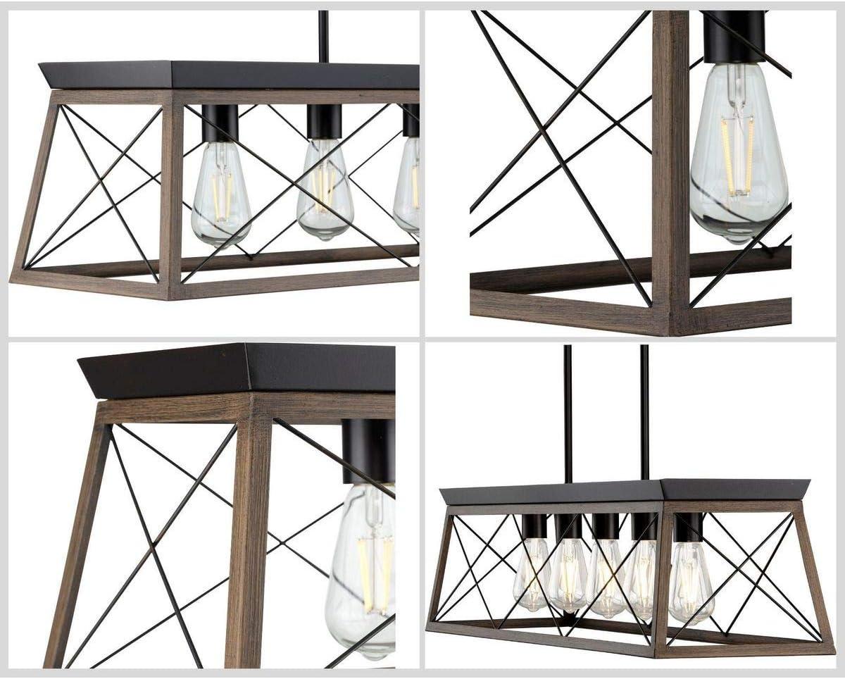 Progress Lighting Briarwood 5-Light Linear Chandelier, Antique Bronze, Faux-Painted Wood Enclosure