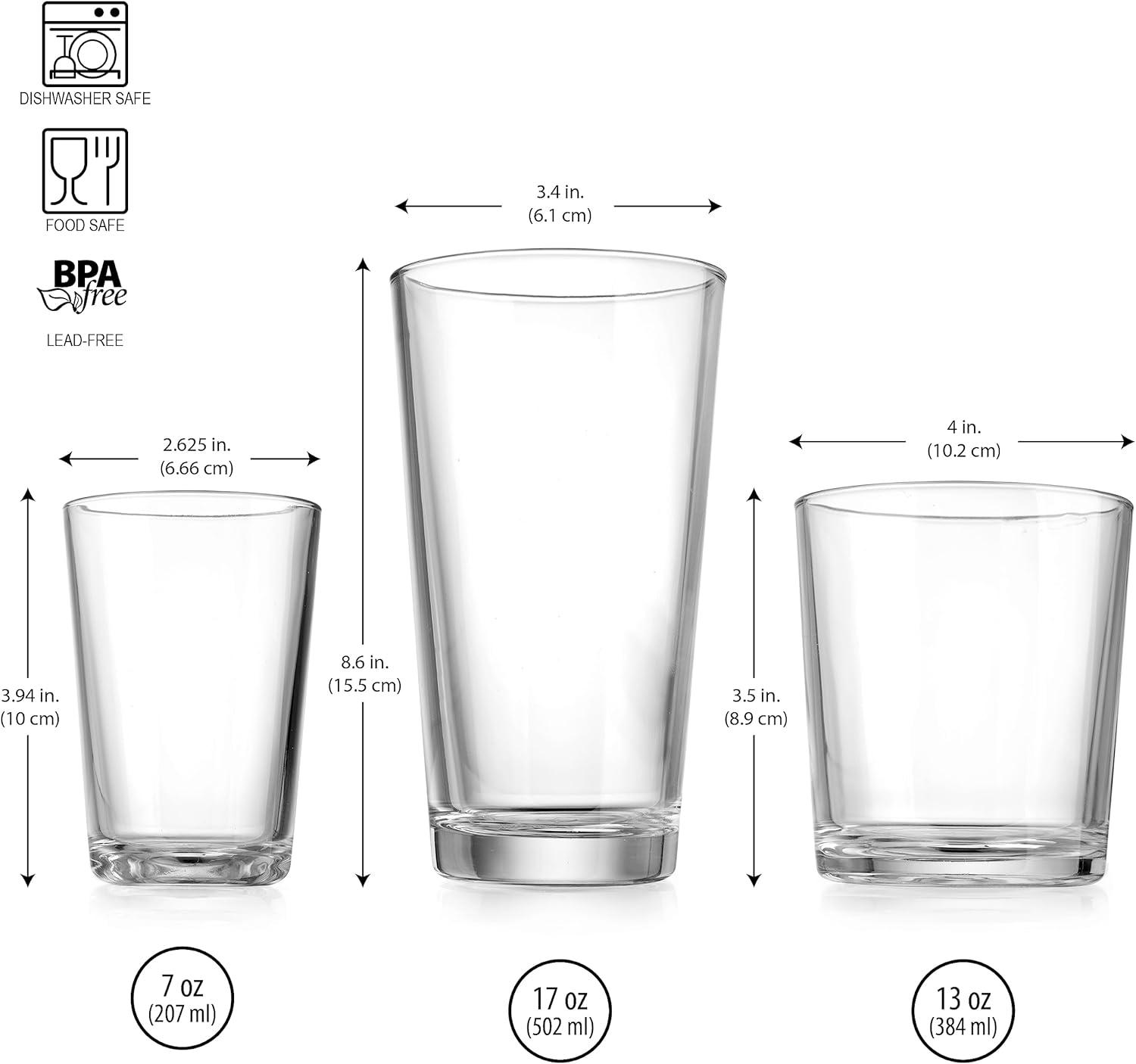 Classic Clear Glass Reusable Drinking Set, 12-Piece