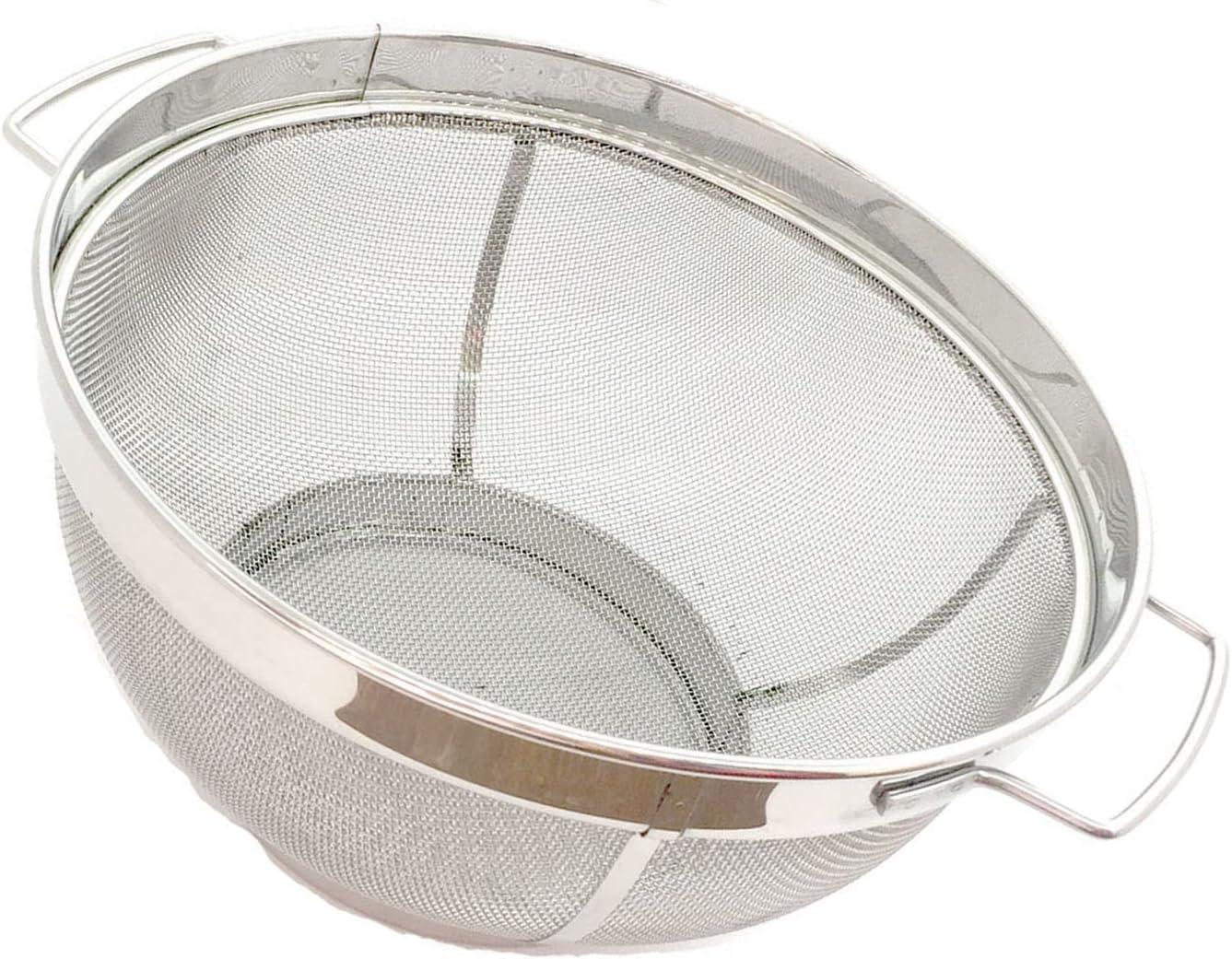 Large Fine Mesh Pasta Round Strainer, Metal Colander for Rice, Salad,Quinoa, Yogurt, Cooking (11 x 4 In)