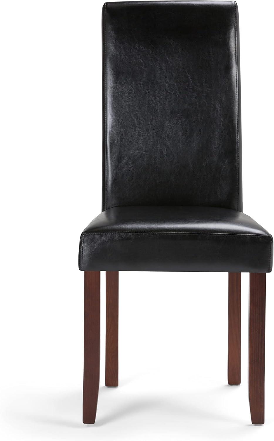 Acadian Midnight Black Faux Leather Upholstered Parsons Side Chair